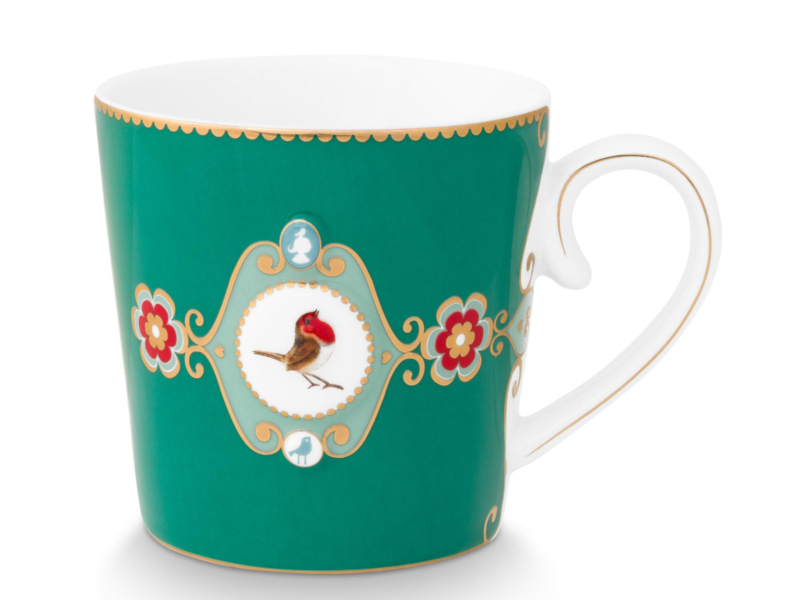PIP STUDIO Love Birds Medallion Emerald Henkelbecher Large 0,25l Set2 Freisteller3