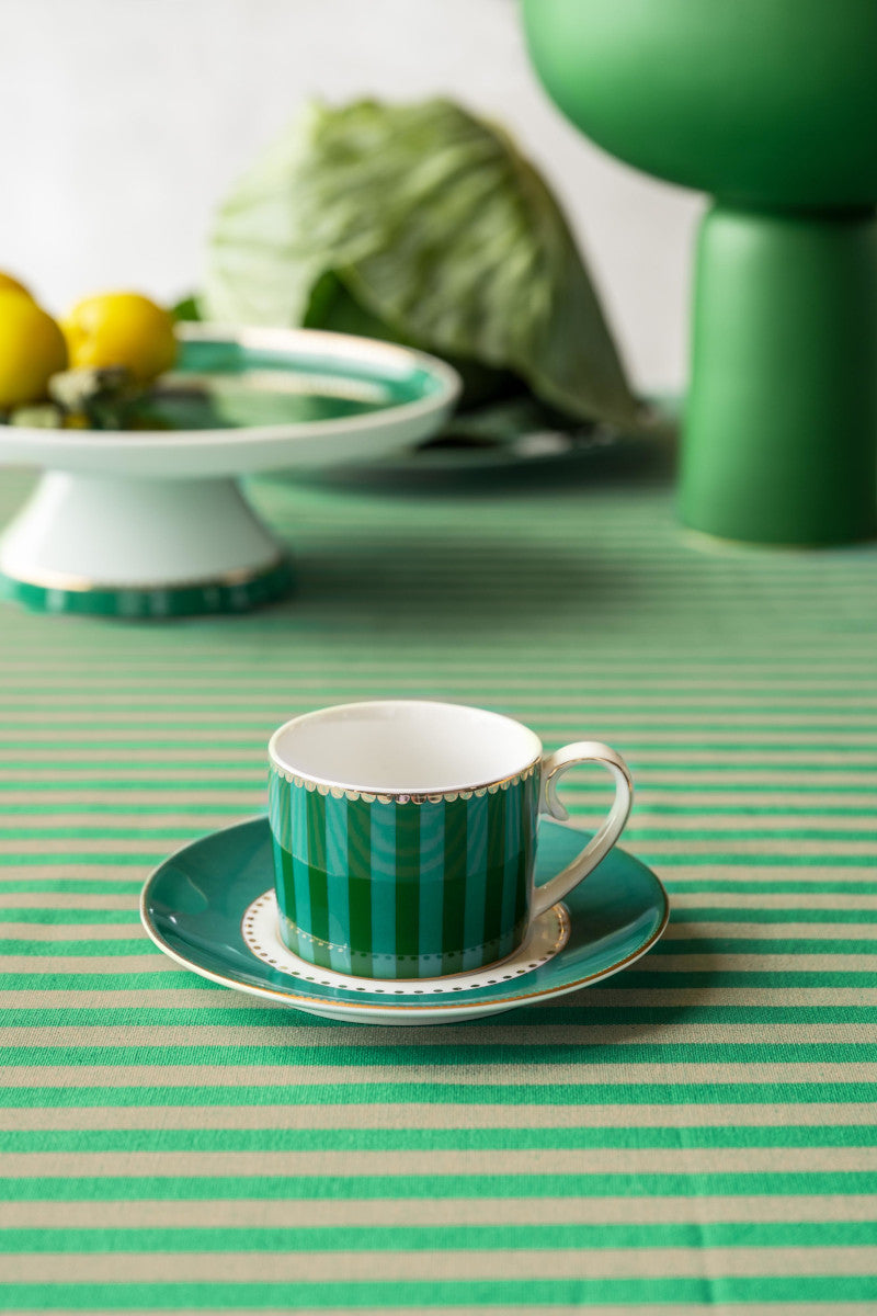 PIP STUDIO Love Birds Stripes Espressotasse m.U. grün 125ml – Tischideen & Ambiente