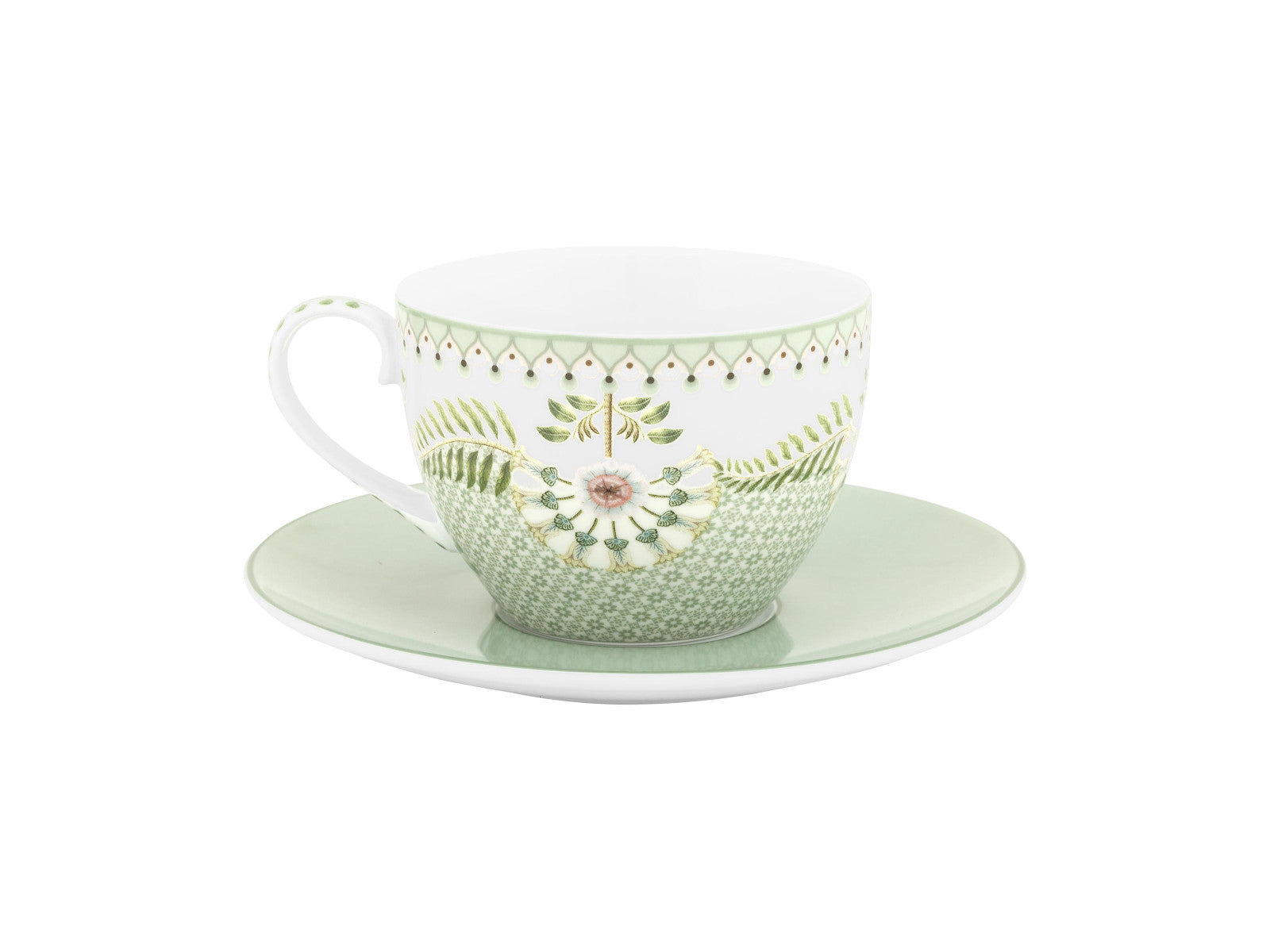 PIP STUDIO Lily&Lotus Tiles Light Green Tasse mit Untertasse 280ml Freisteller 2