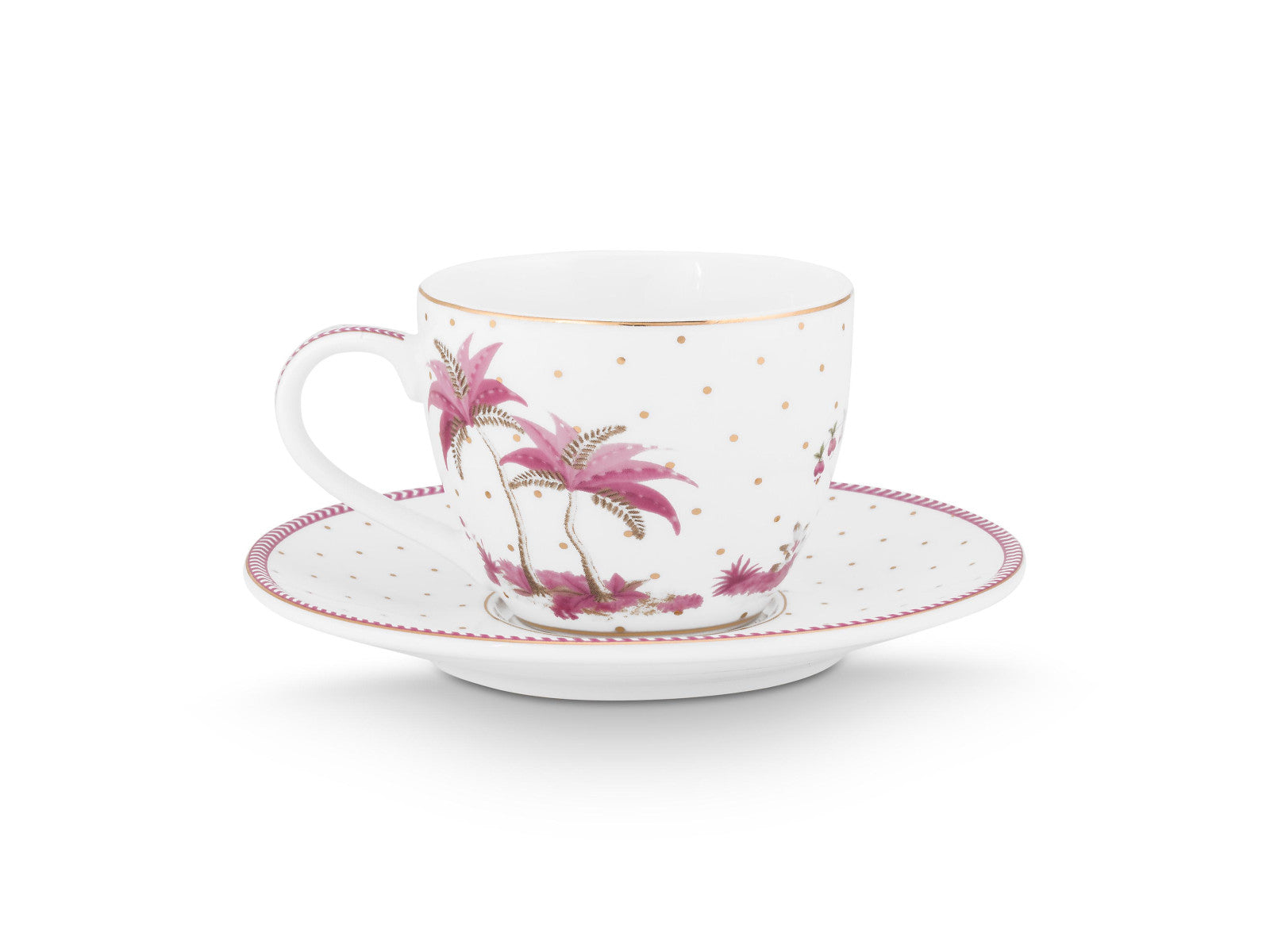 PIP STUDIO Jolie Dots Gold Pink Espressotasse mit Untertasse 120ml Freisteller 2