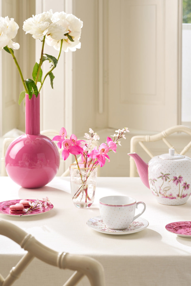 PIP STUDIO Jolie Dots Gold Pink Tasse mit Untertasse 280ml – Tischideen & Ambiente
