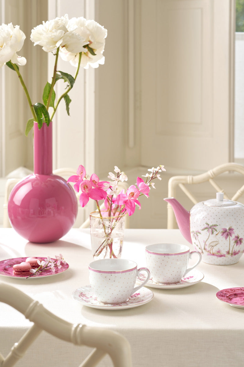 PIP STUDIO Jolie Dots Gold Pink Tasse mit Untertasse 280ml Set2 Lifestyle 1