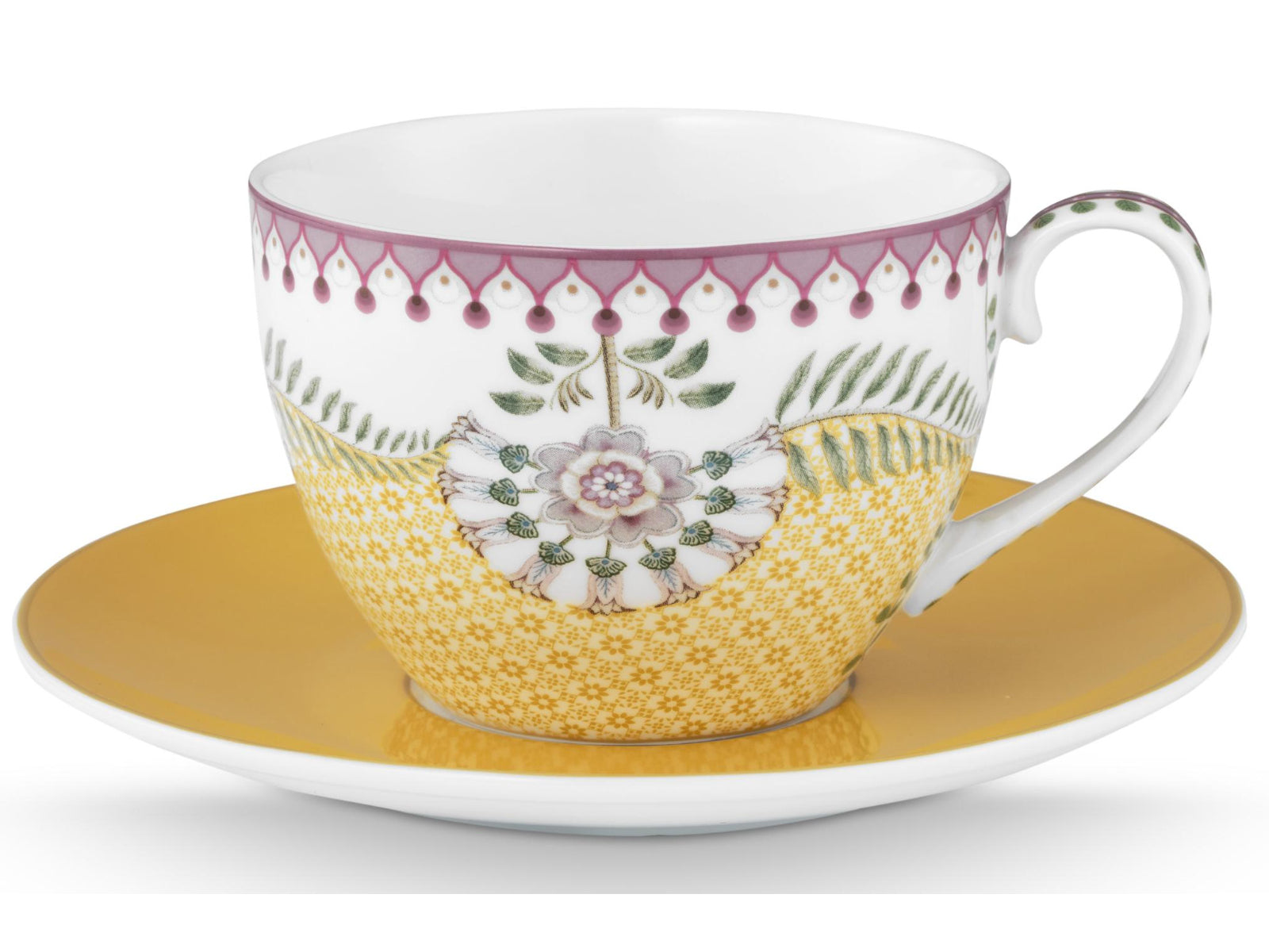 PIP STUDIO Lily&Lotus Tiles Yellow Tasse mit Untertasse 0,3l Freisteller1