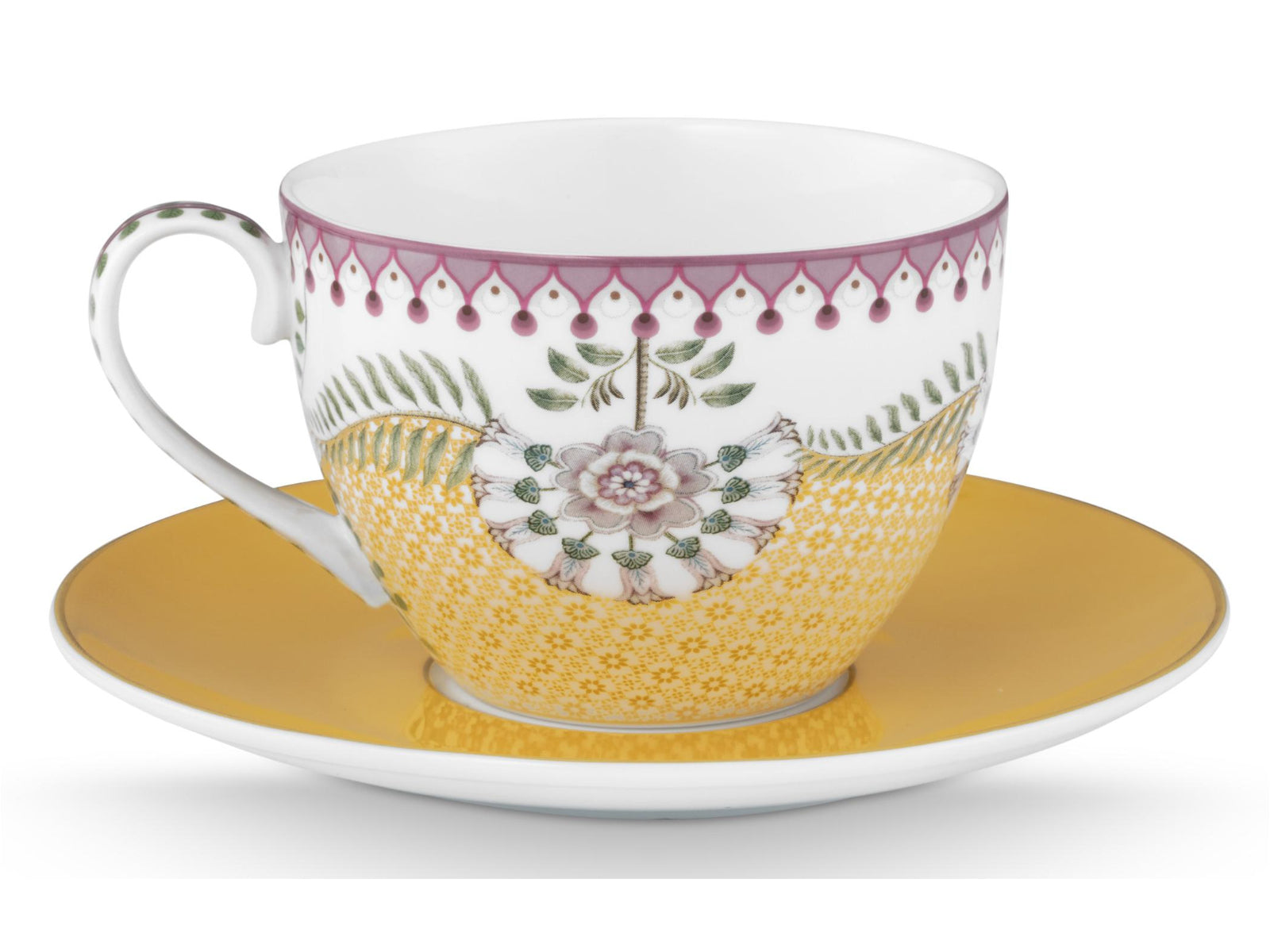 PIP STUDIO Lily&Lotus Tiles Yellow Tasse mit Untertasse 0,3l Freisteller2