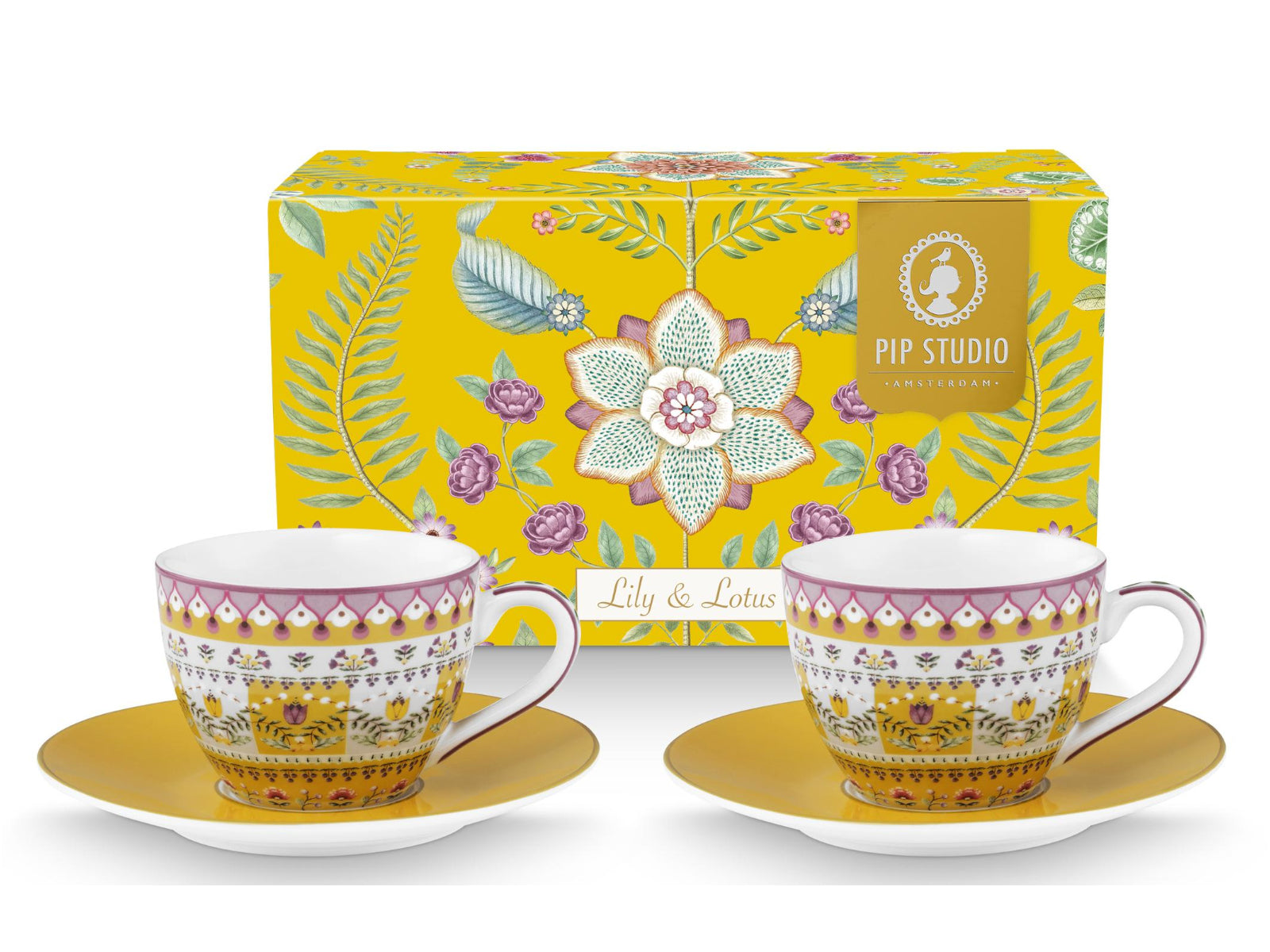 PIP STUDIO Lily&Lotus Yellow Espressotasse mit Untertasse 0,12l Set2 Freisteller1