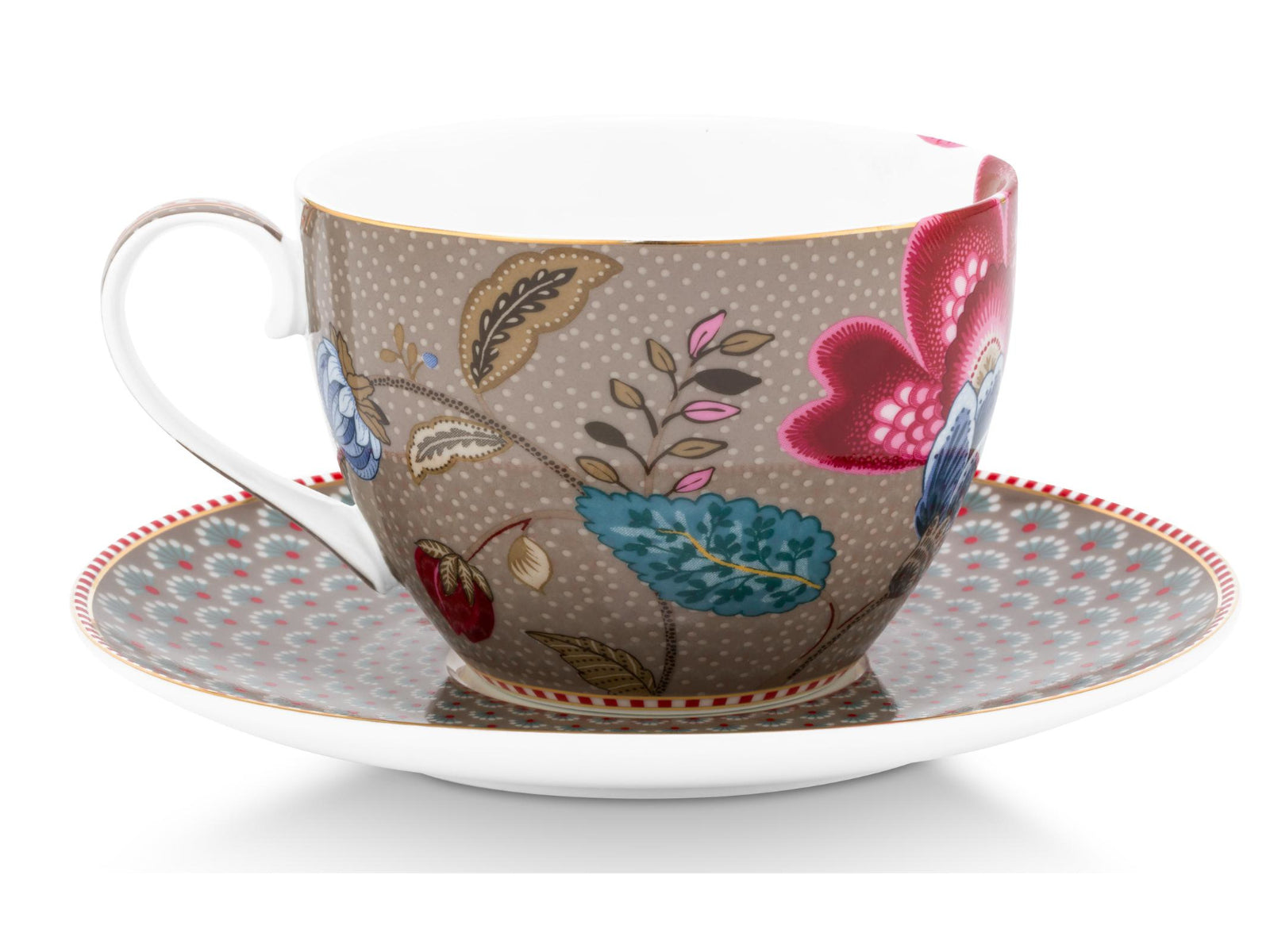 PIP STUDIO Blooming Tales Khaki Tasse mit Untertasse 0,3l Freisteller2