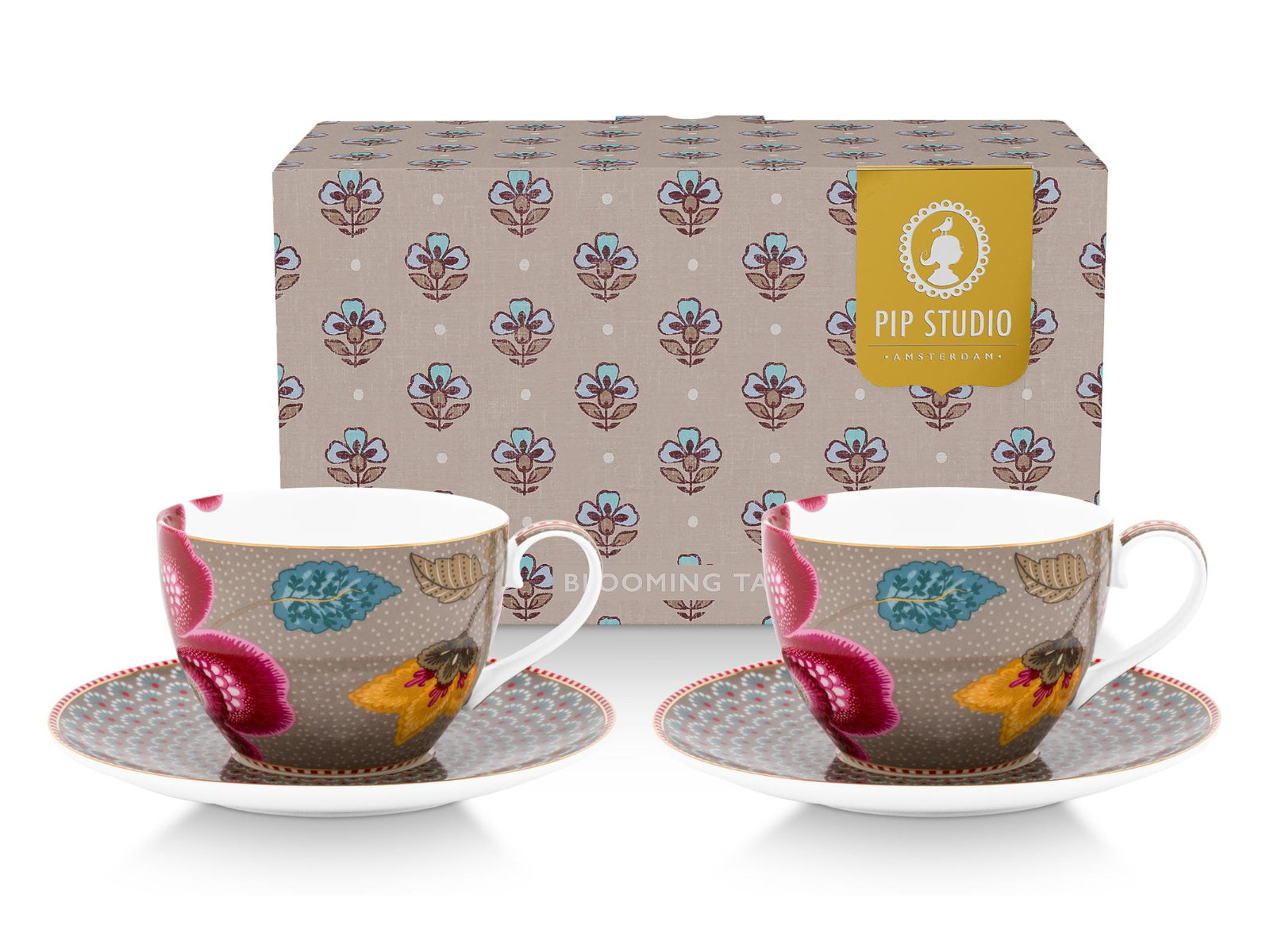 PIP STUDIO Blooming Tales Fantasy Khaki Tasse mit Untertasse 0,3l Set2 Freisteller1