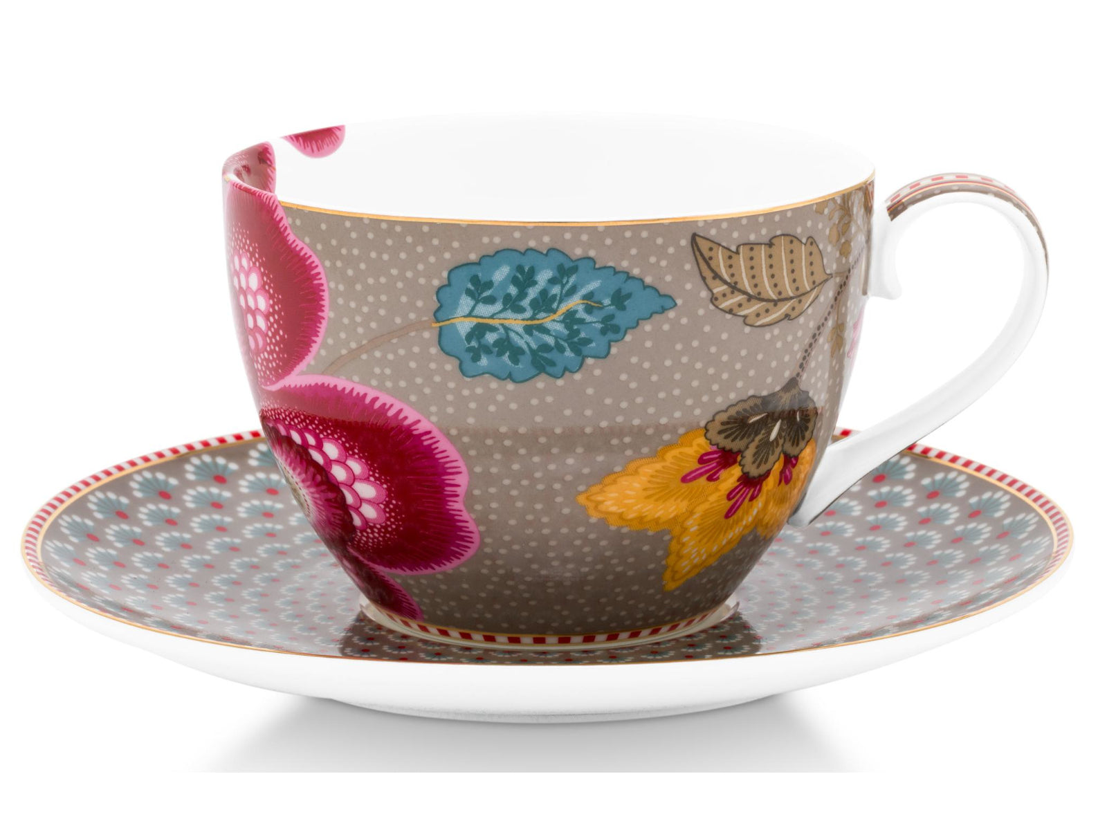 PIP STUDIO Blooming Tales Fantasy Khaki Tasse mit Untertasse 0,3l Set2 Freisteller3