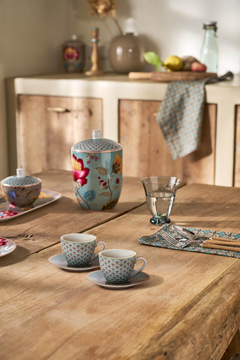 PIP STUDIO Blooming Tales Blue Espressotasse mit Untertasse 0,12l Set2 Lifestyle