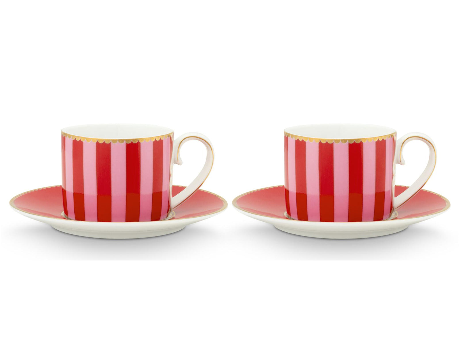 PIP STUDIO Love Birds Stripes Red-Pink Espressotasse mit Untertasse 0,125l Set2 Freisteller2