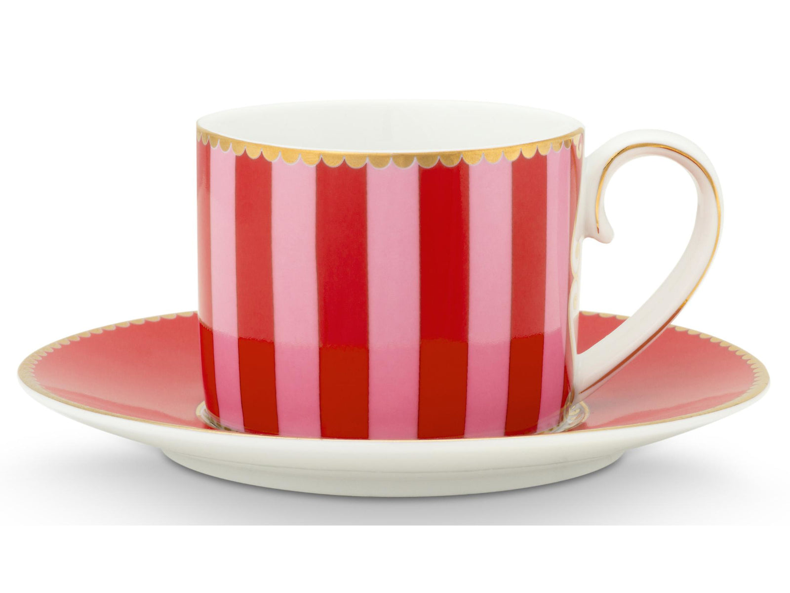 PIP STUDIO Love Birds Stripes Red-Pink Espressotasse mit Untertasse 0,125l Set2 Freisteller3