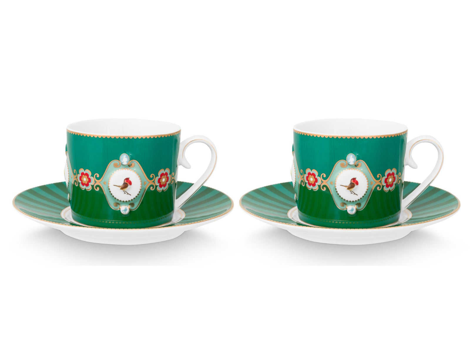 PIP STUDIO Love Birds Medallion Emerald-Green Tasse mit Untertasse 0,2l Set2 Freisteller2