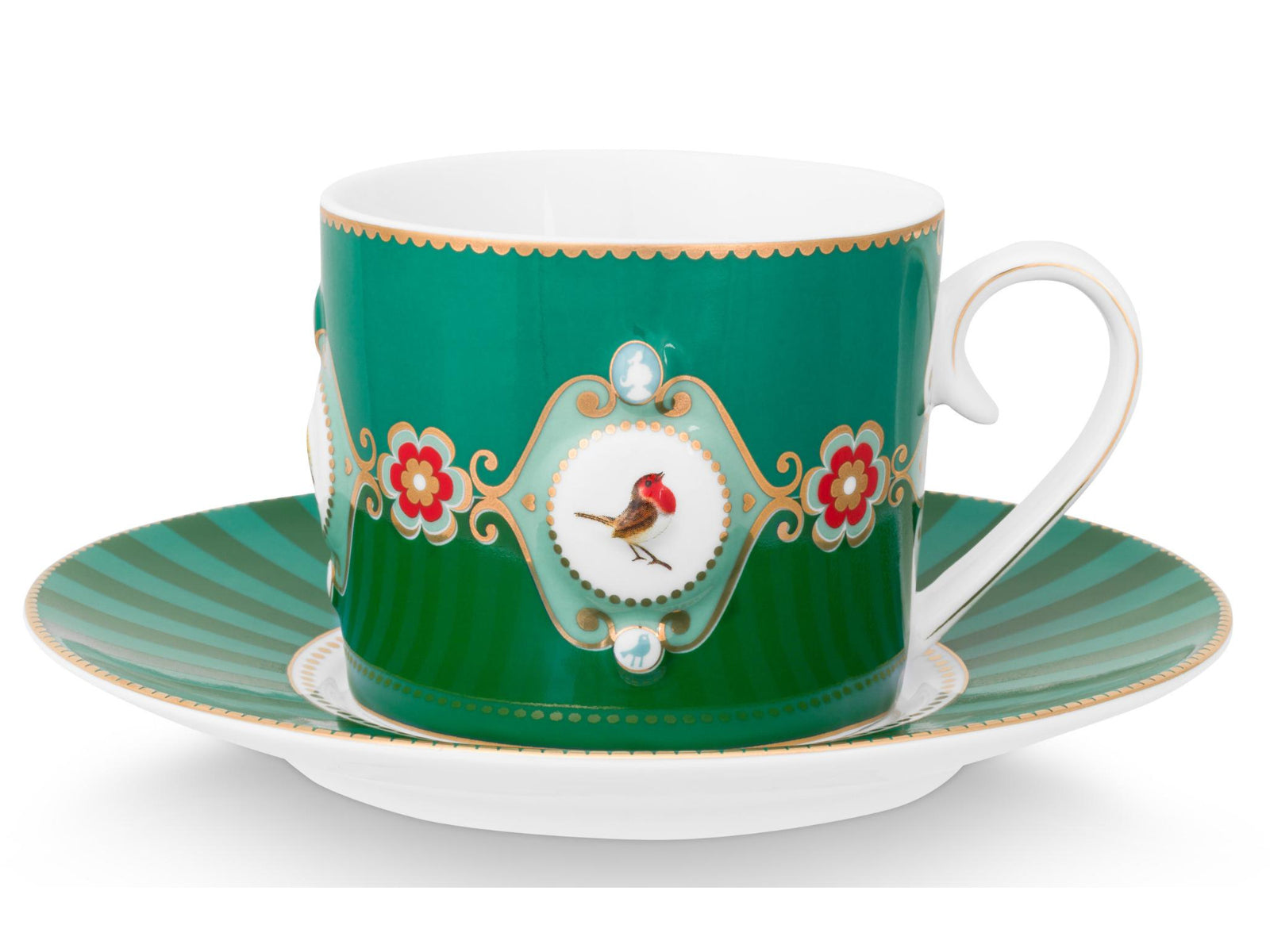 PIP STUDIO Love Birds Medallion Emerald-Green Tasse mit Untertasse 0,2l Set2 Freisteller3