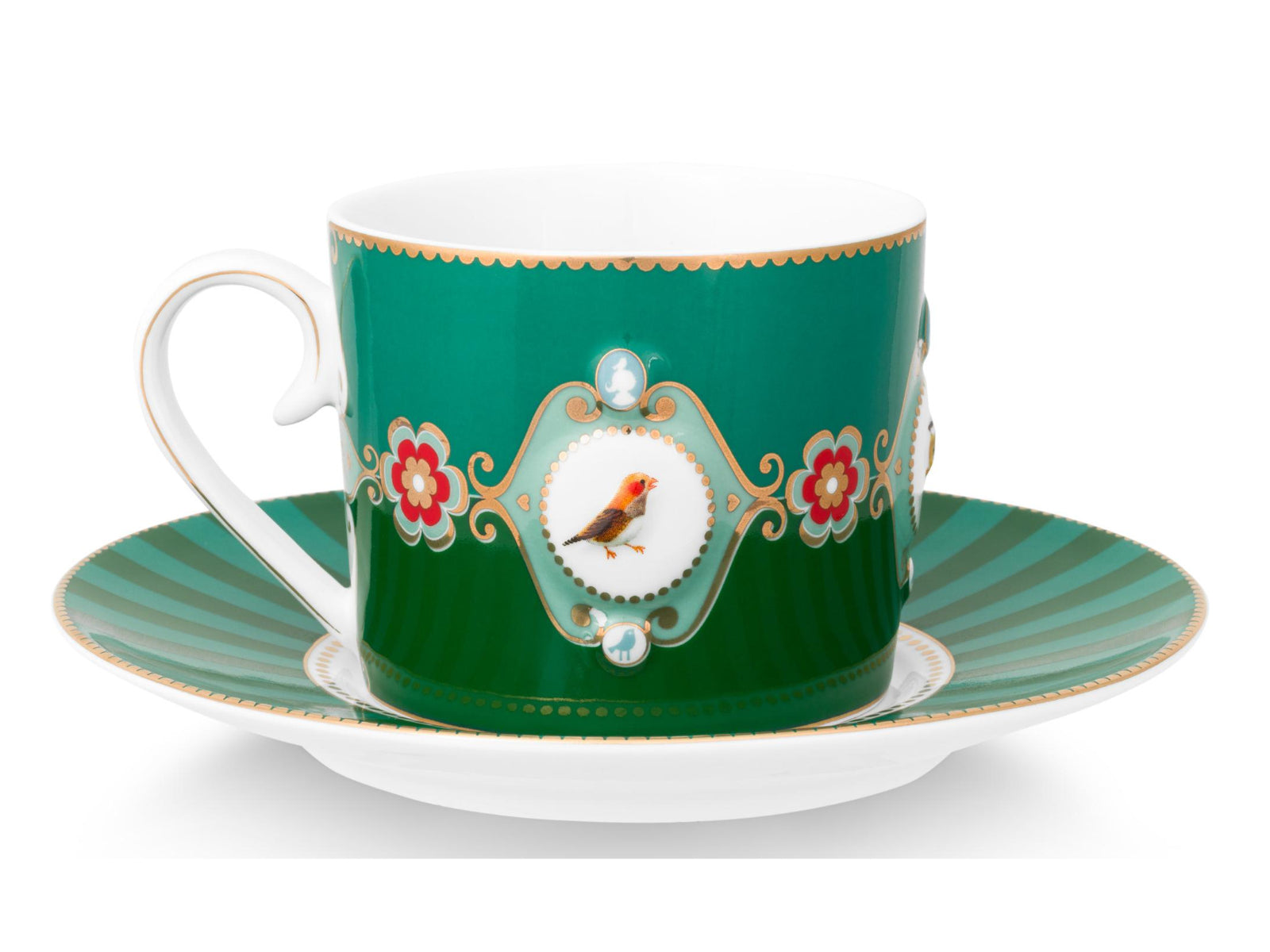 PIP STUDIO Love Birds Medallion Emerald-Green Tasse mit Untertasse 0,2l Set2 Freisteller4