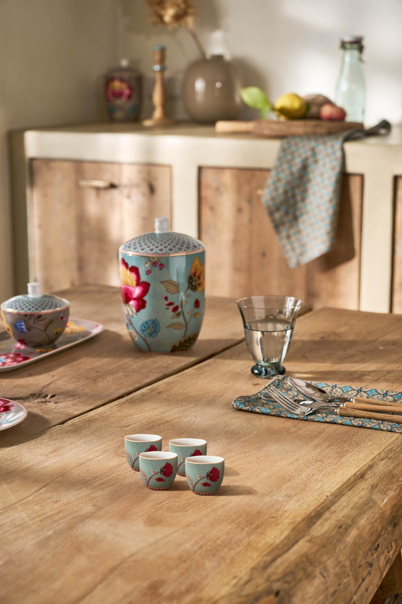 PIP STUDIO Blooming Tales Fantasy Blue Eierbecher Set4 Lifestyle