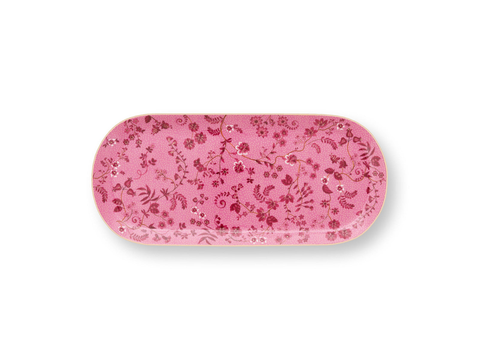 PIP STUDIO Jolie Flowers Pink Kuchenplatte 33,3x15,5cm Freisteller 1