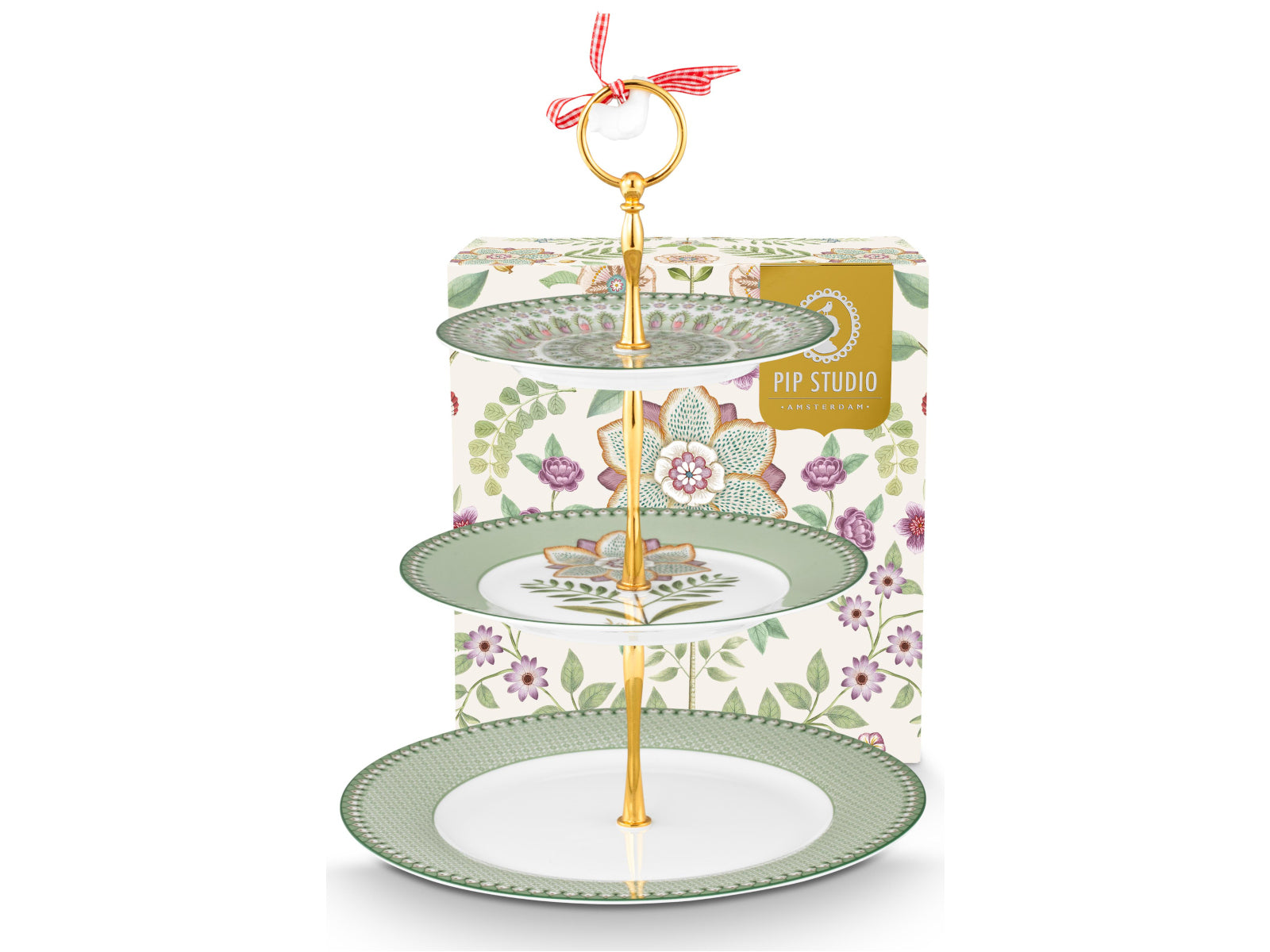 PIP STUDIO Lily&Lotus Light Green Etagere 3tlg Freisteller1