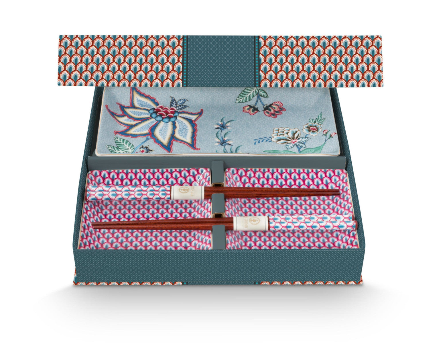 PIP STUDIO Flower Festival Oriental Geschenkset quadratisch blau 6tlg Freisteller