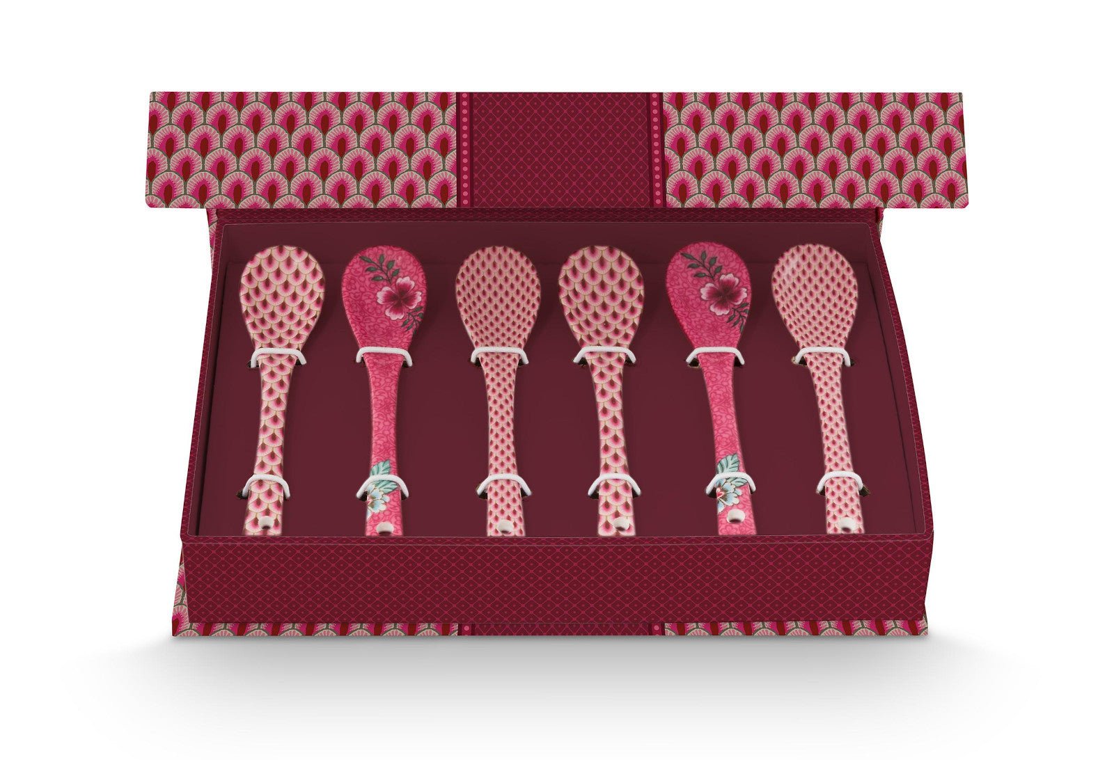 PIP STUDIO Flower Festival Oriental Geschenkset Teelöffel dark pink 13cm Freisteller