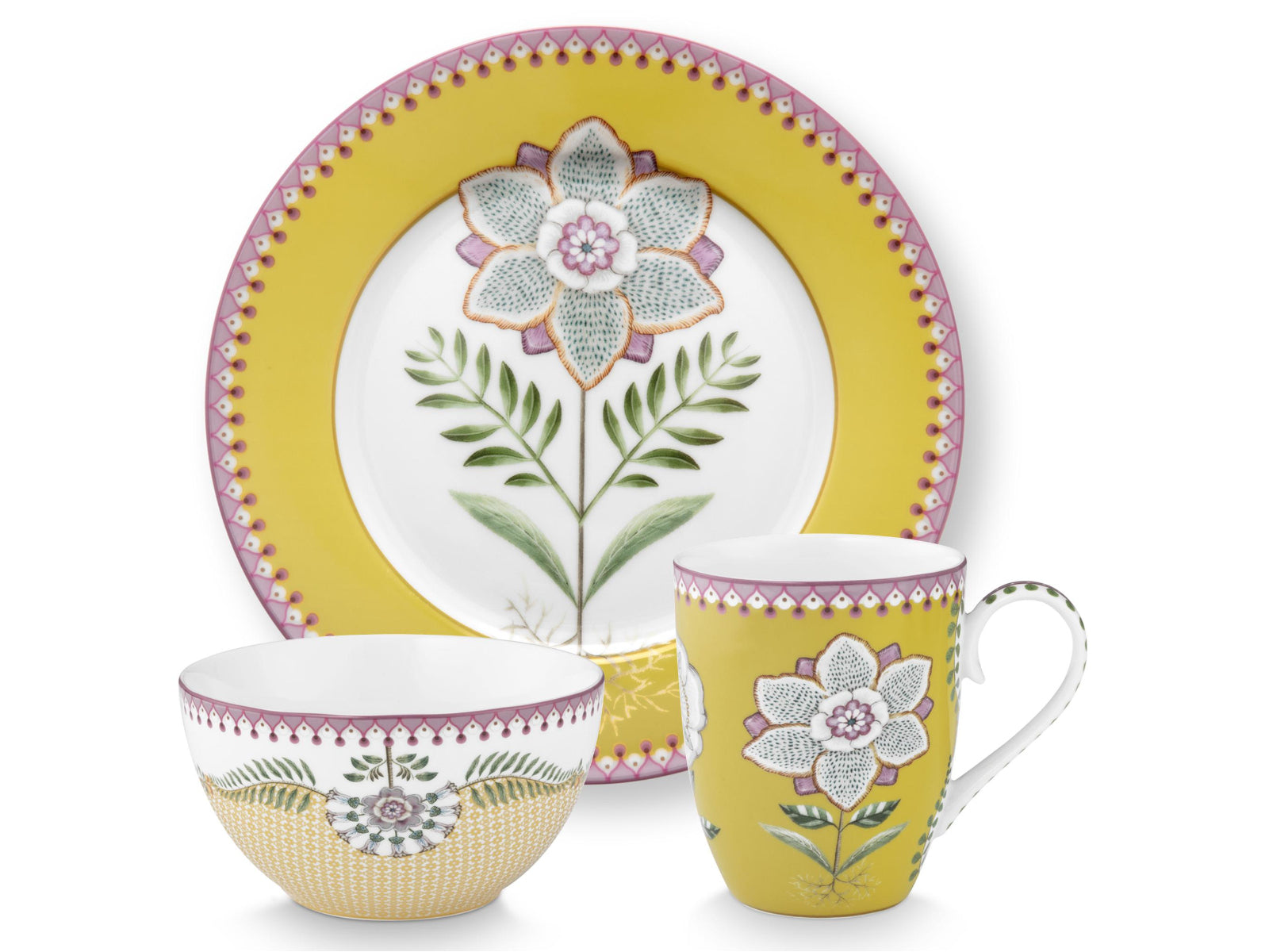PIP STUDIO Lily&Lotus Yellow Frühstücksset Set3 Freisteller2