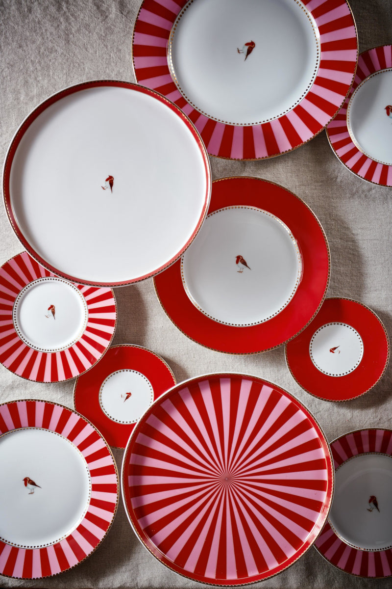 PIP STUDIO Love Birds Medallion Stripes Red-Pink Teeset für eine Person Lifestyle