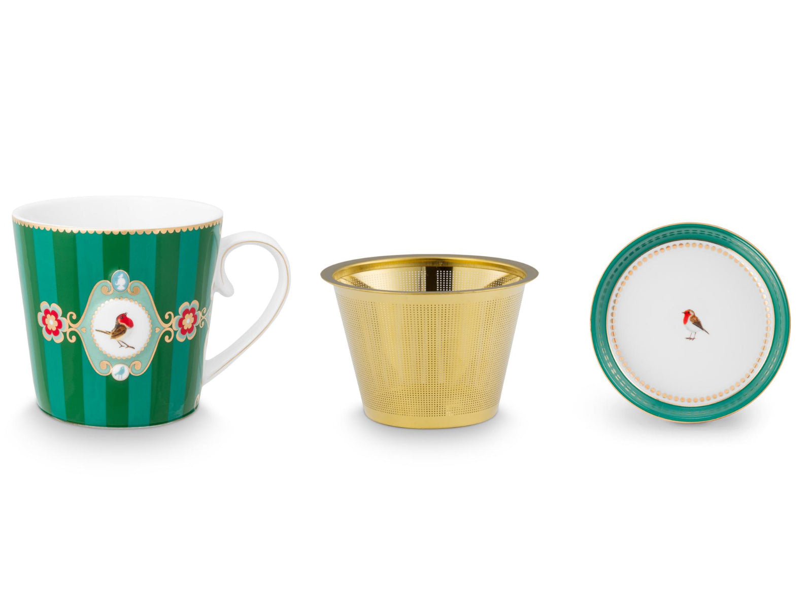 PIP STUDIO Love Birds Medallion Stripes Emerald-Green Teeset für eine Person 0,3l Freisteller2