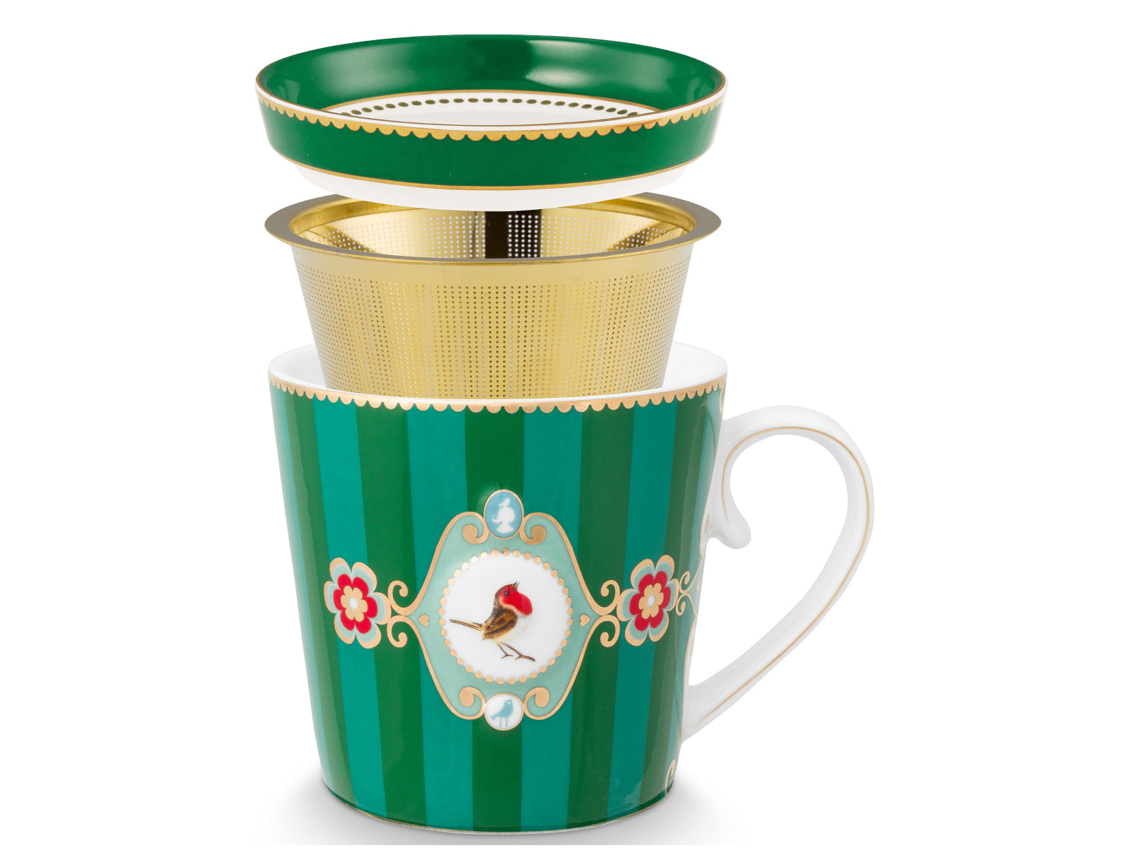 PIP STUDIO Love Birds Medallion Stripes Emerald-Green Teeset für eine Person 0,3l Freisteller3