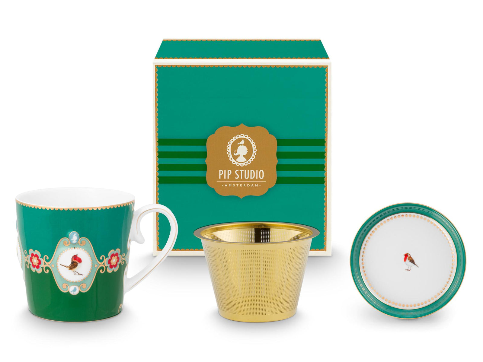 PIP STUDIO Love Birds Medallion Emerald-Green Tesset für eine Person 0,3l Freisteller1