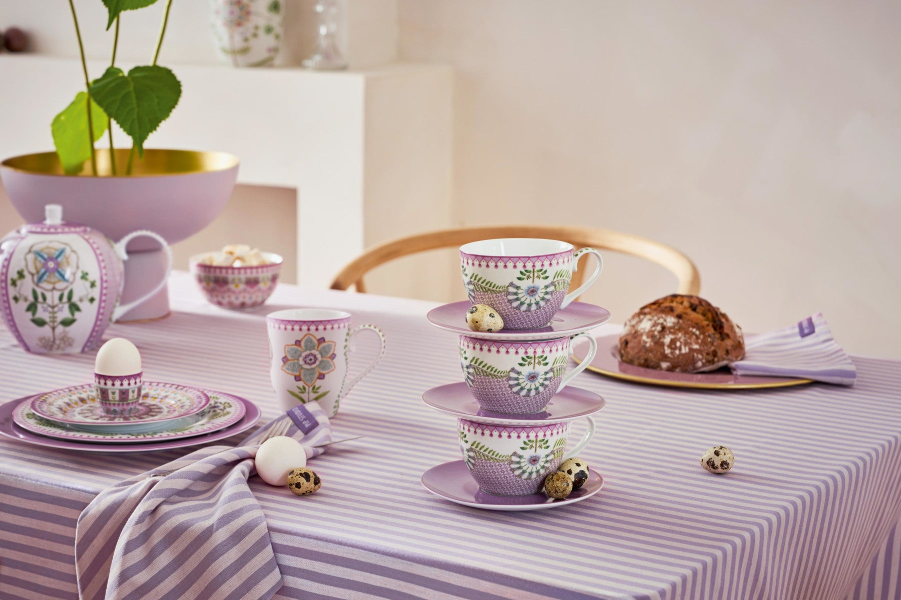 PIP STUDIO Lily&Lotus Geschirrtuch Stripes lila 65x65cm 2 Stück Lifestyle 8