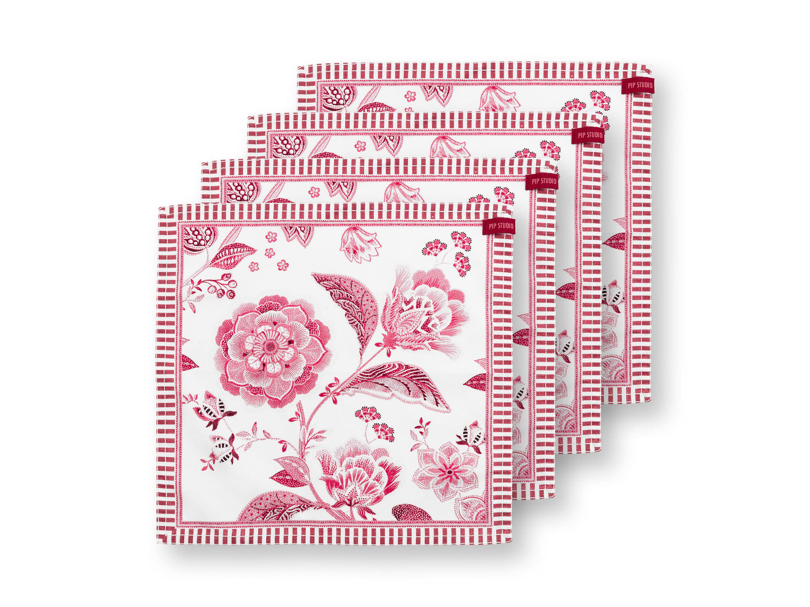 PIP STUDIO Royal Regal Flower Red Servietten 40x40cm Set4 Freisteller 1
