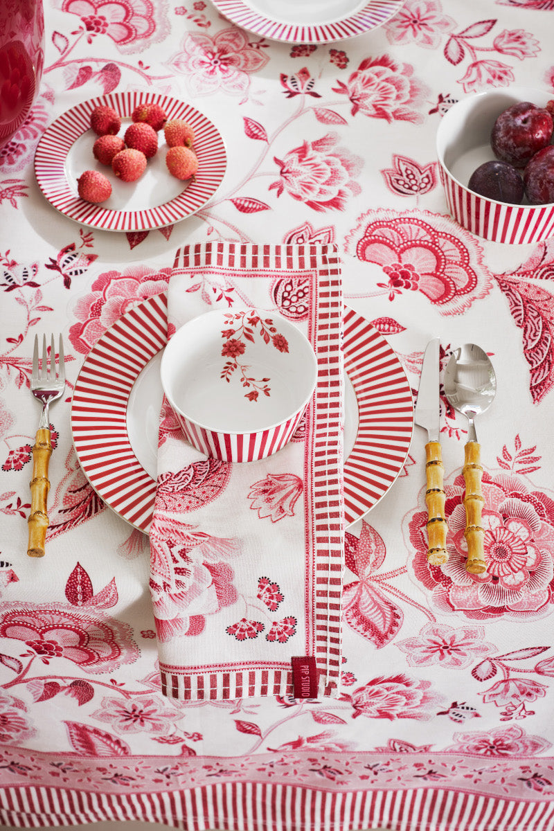 PIP STUDIO Royal Regal Flower Red Servietten 40x40cm Set4 Lifestyle 2