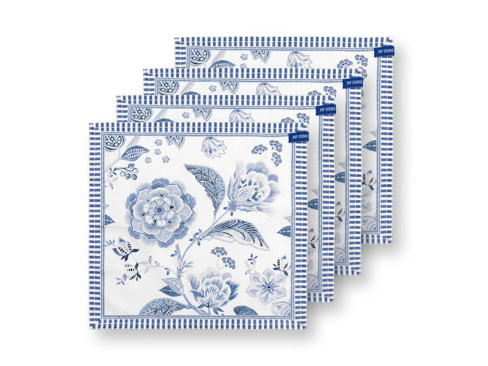 PIP STUDIO Royal Regal Flower Blue Servietten 40x40cm Set4 Freisteller 1