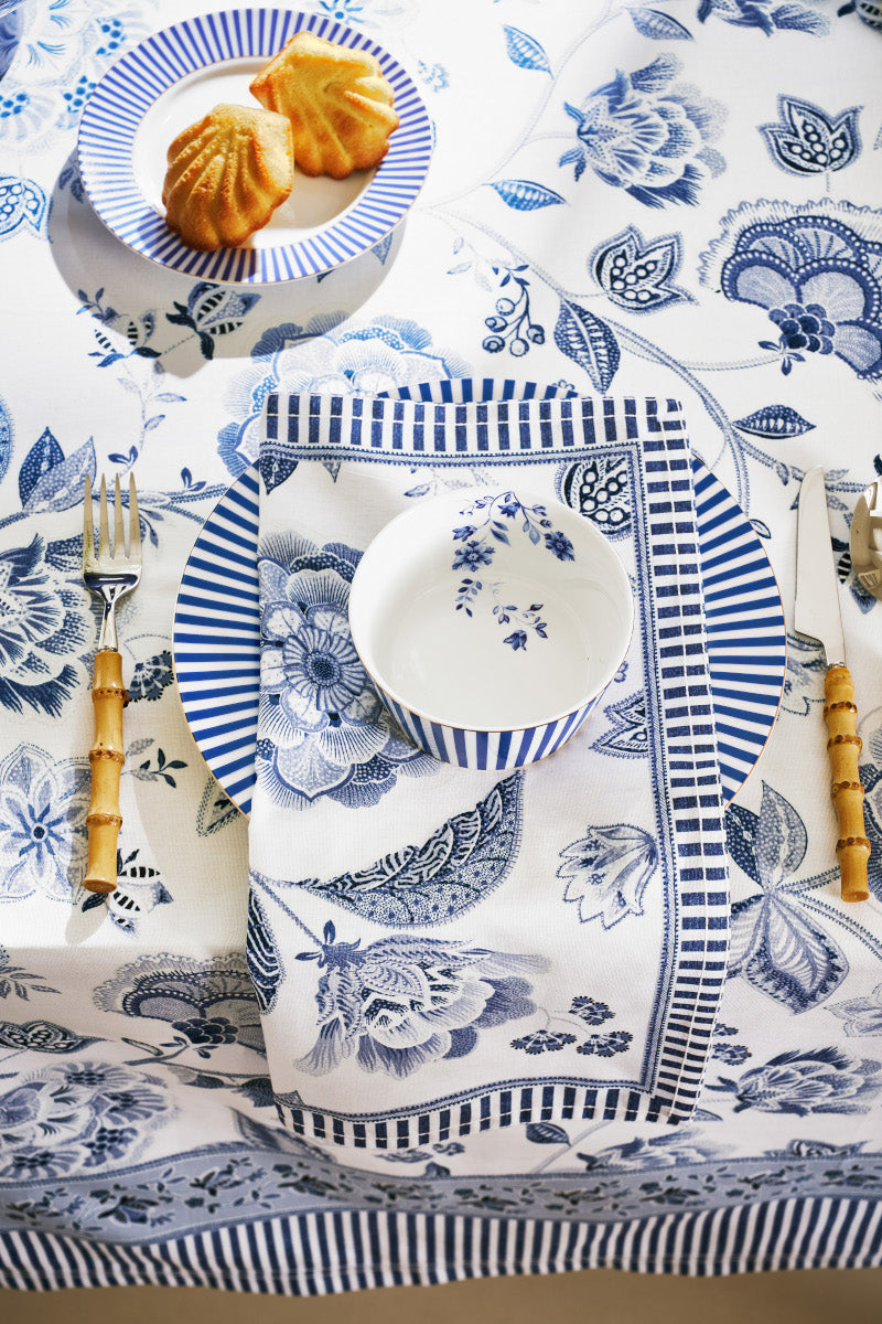 PIP STUDIO Royal Regal Flower Blue Servietten 40x40cm Set4 - Produktbild 5