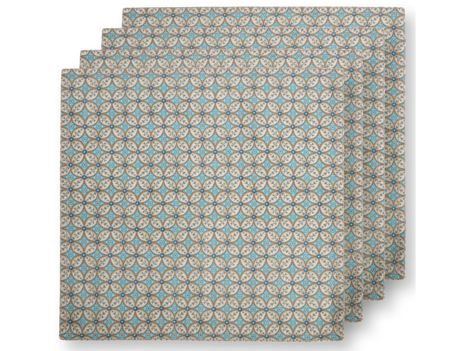 PIP STUDIO Blooming Tales Bustani Khaki-Blue Stoffservietten 40x40cm Set4 Freisteller1