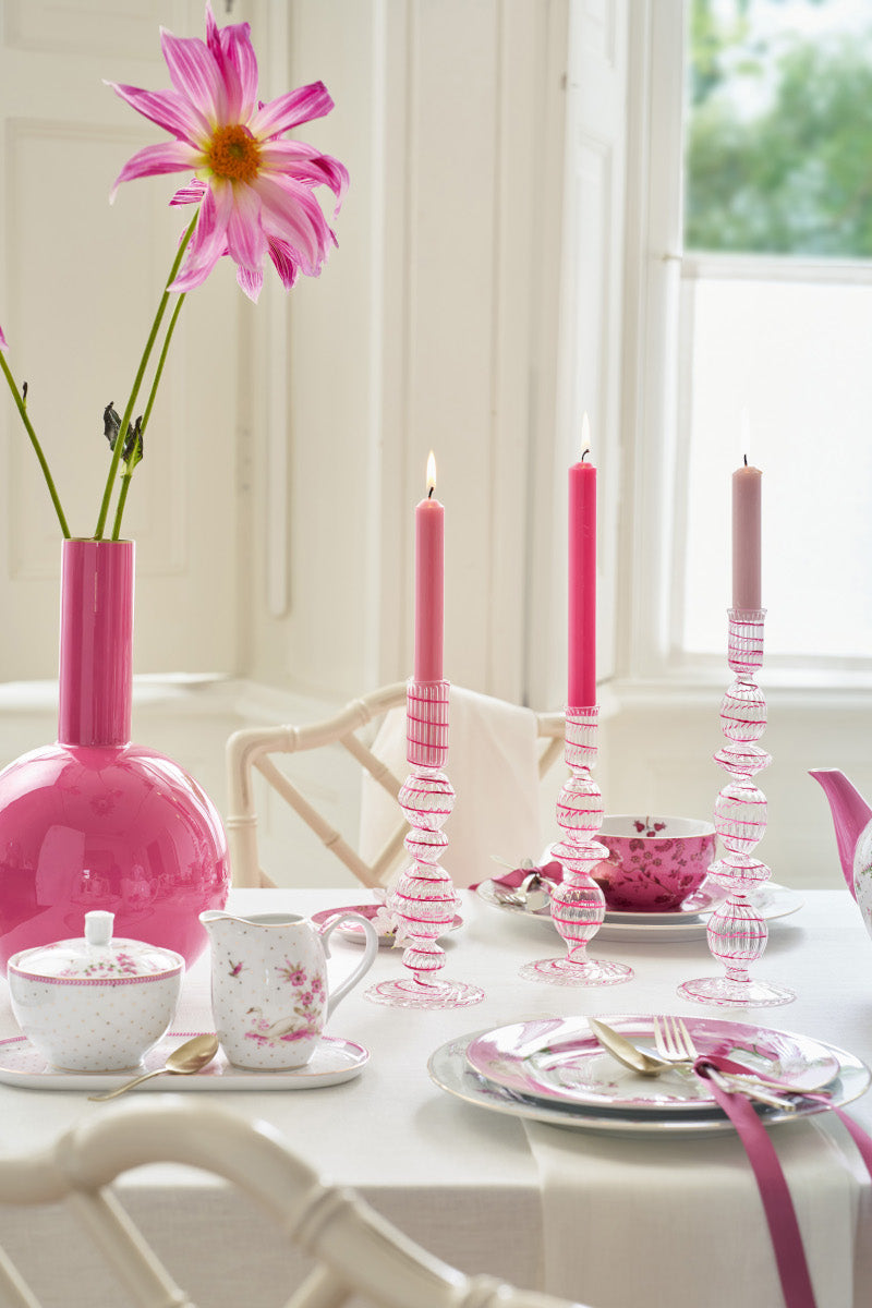 PIP STUDIO Swirl Pink Glas Kerzenständer 20cm – Tischideen & Ambiente