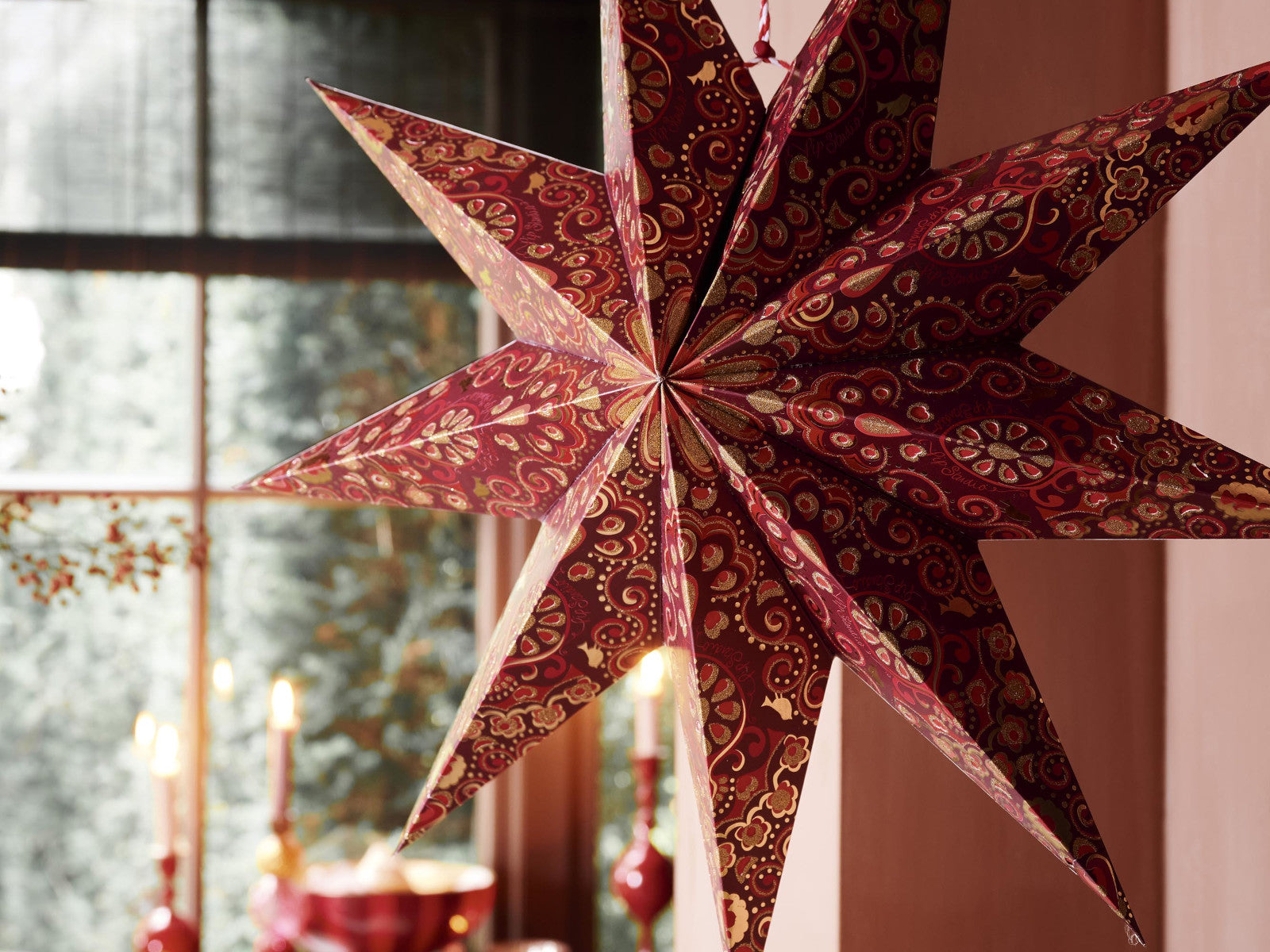 PIP STUDIO Christmas Overall Print Weihnachtsstern dunkelrot 60cm Lifestyle 1