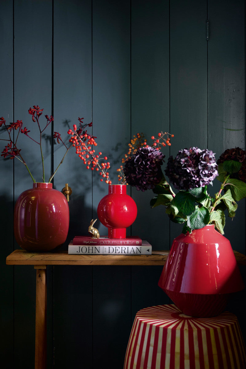 PIP STUDIO Vase Metall dunkelrot 35cm – Tischideen & Ambiente