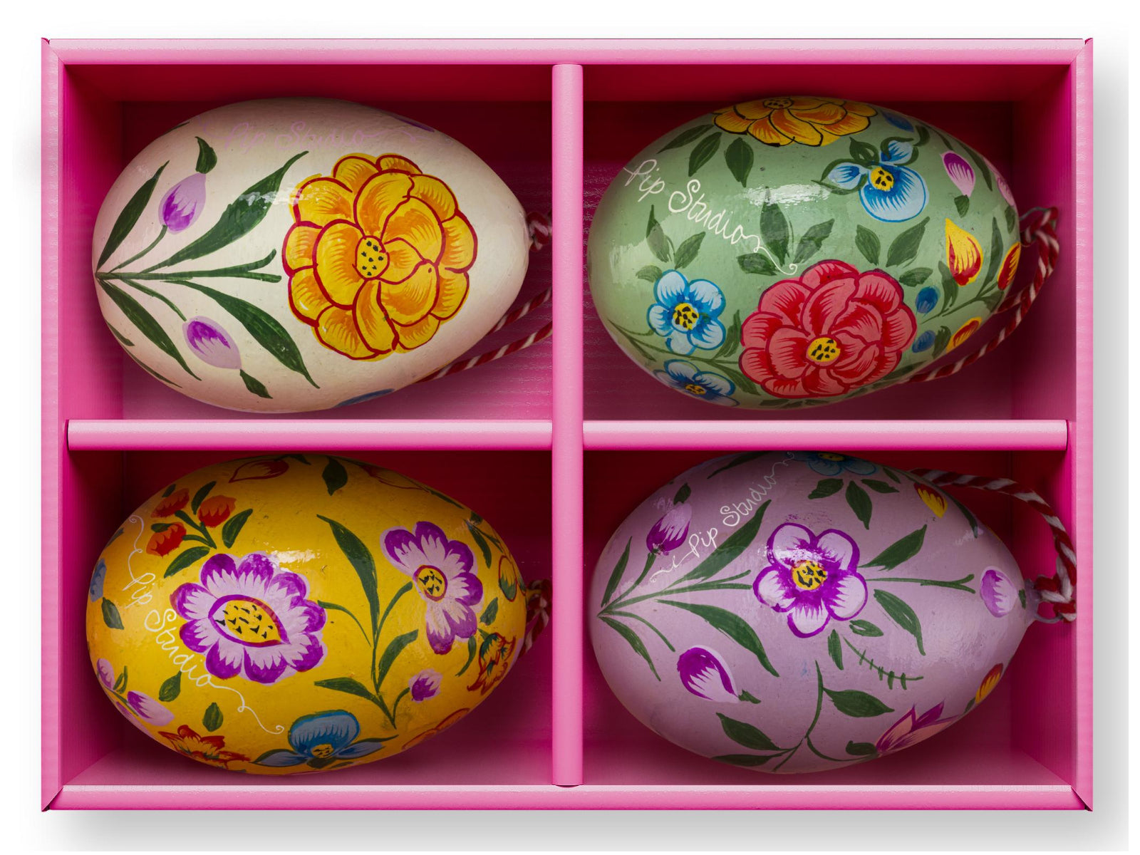 PIP STUDIO Lily&Lotus bemalte Dekoeier 5x7cm Set4 Freisteller1