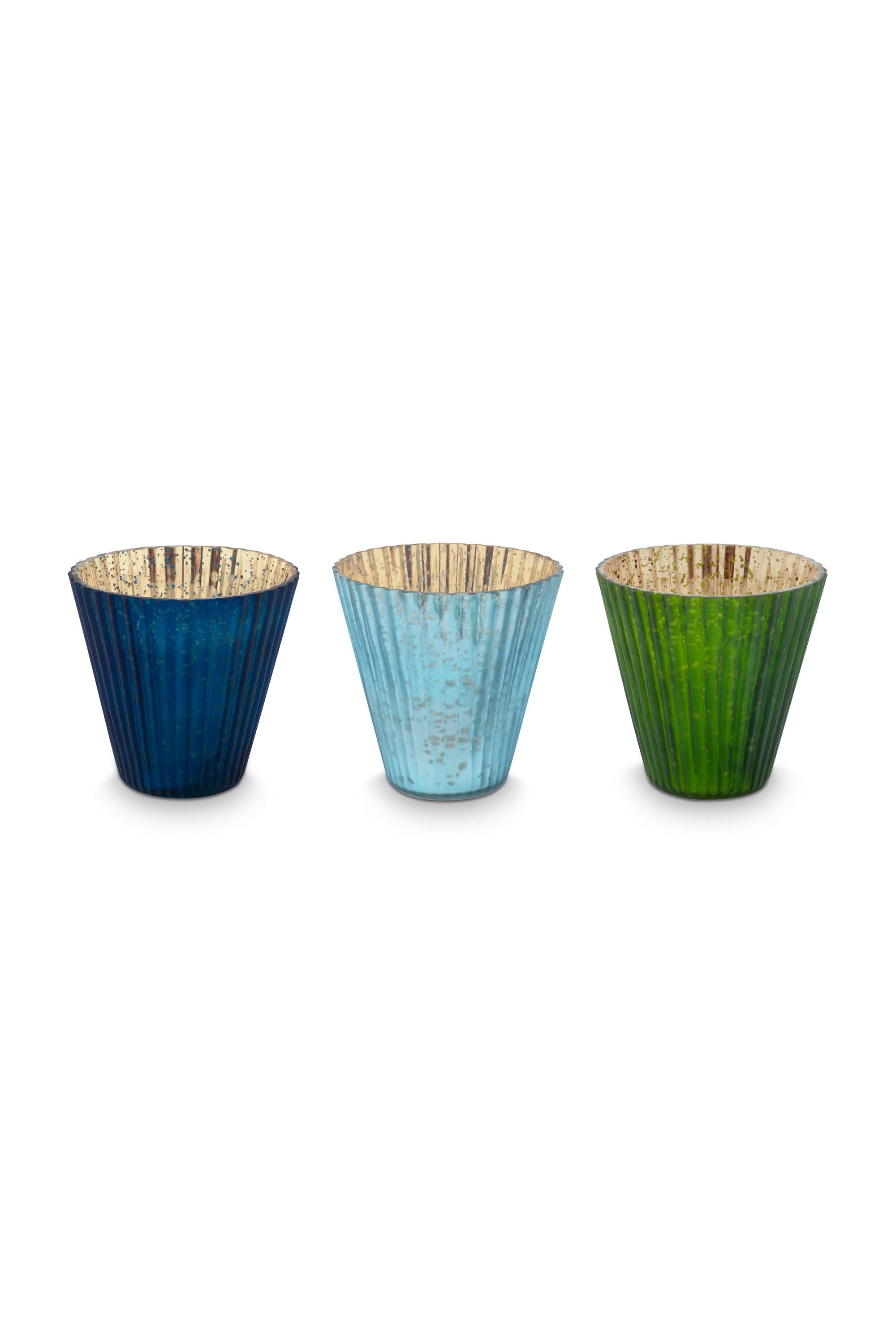 PIP STUDIO Love Birds Teelichthalter Glas blau 3er Set - Produktbild 1