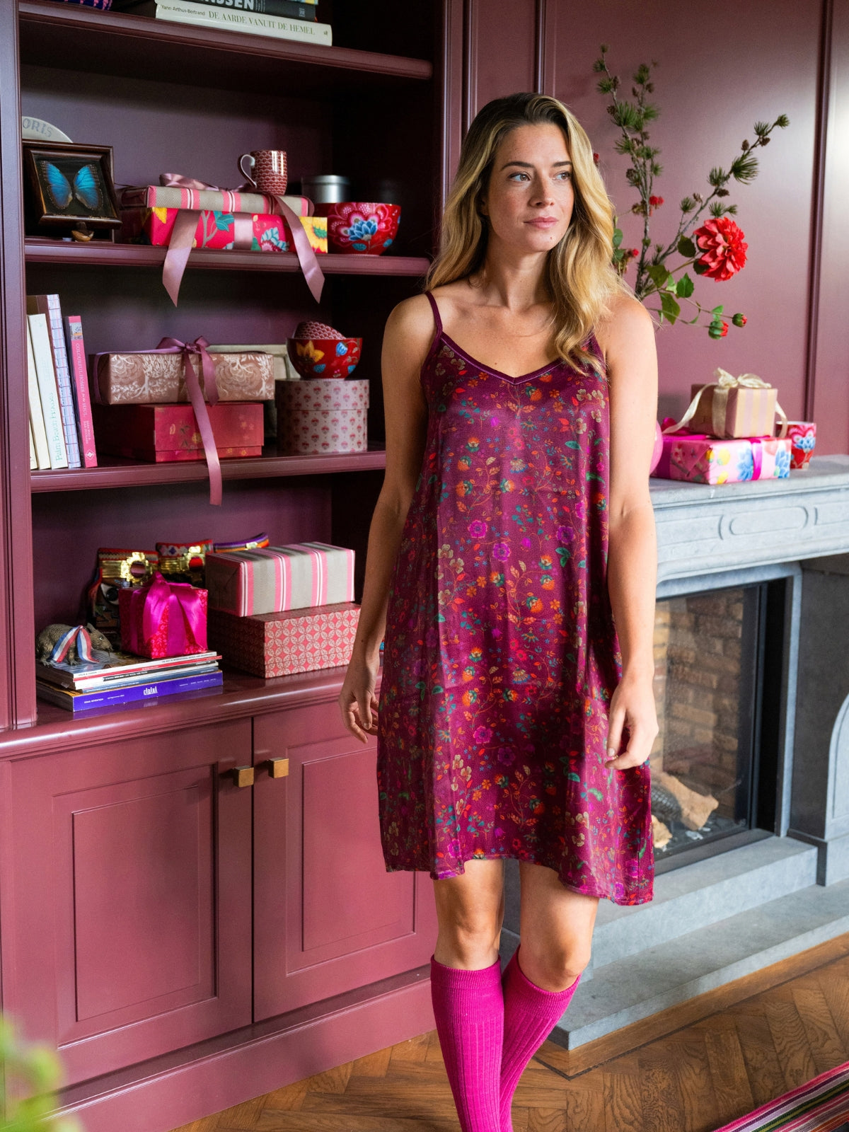 PIP STUDIO Flora Bangalore Disa Nachthemd lang dark pink XS - Produktbild 6