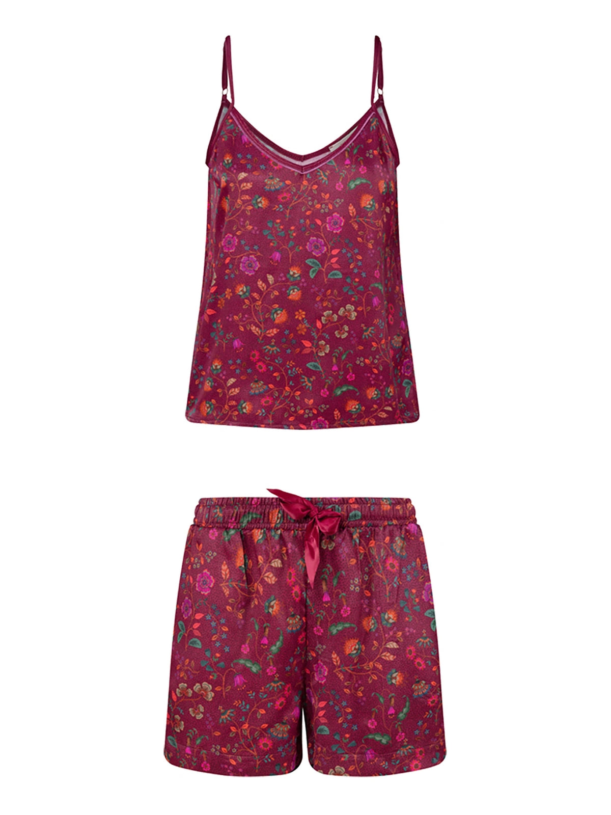 PIP STUDIO Flora Bangalore Bowie & San Pyjama kurz dark pink M 2tlg - Produktbild 1
