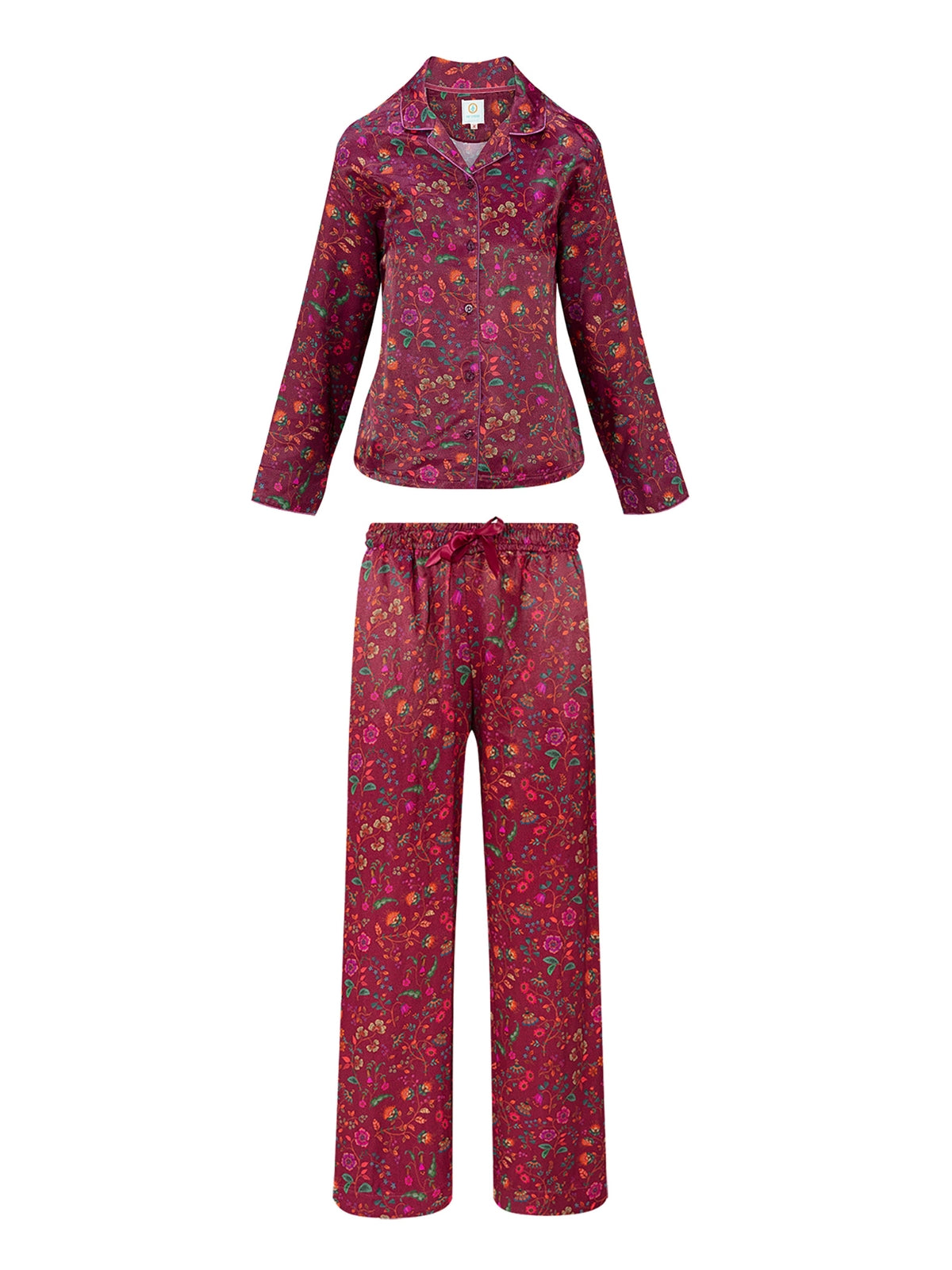 PIP STUDIO Flora Bangalore Faye & Bente Pyjama lang dark pink M 2tlg - Produktbild 1