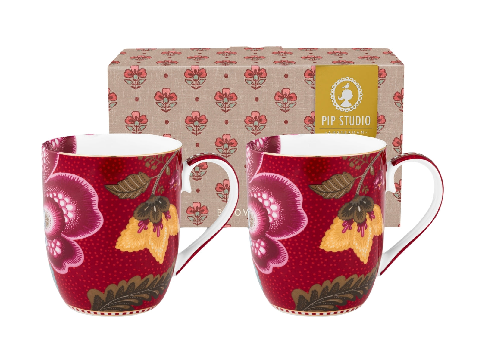 PIP STUDIO Blooming Tales Dark Red Henkelbecher Small 0,2l Set2 - Produktbild 1