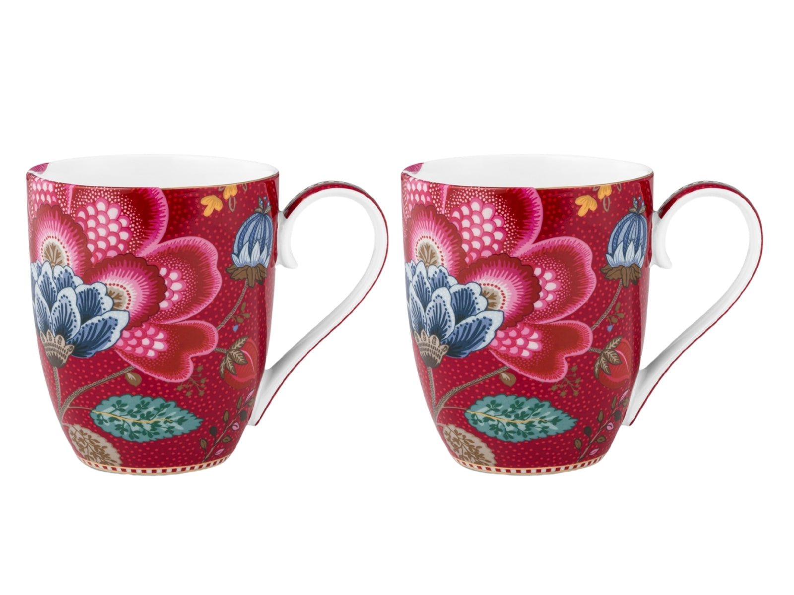 PIP STUDIO Blooming Tales Dark Red Henkelbecher XL 0,45l Set2 - Produktbild 1