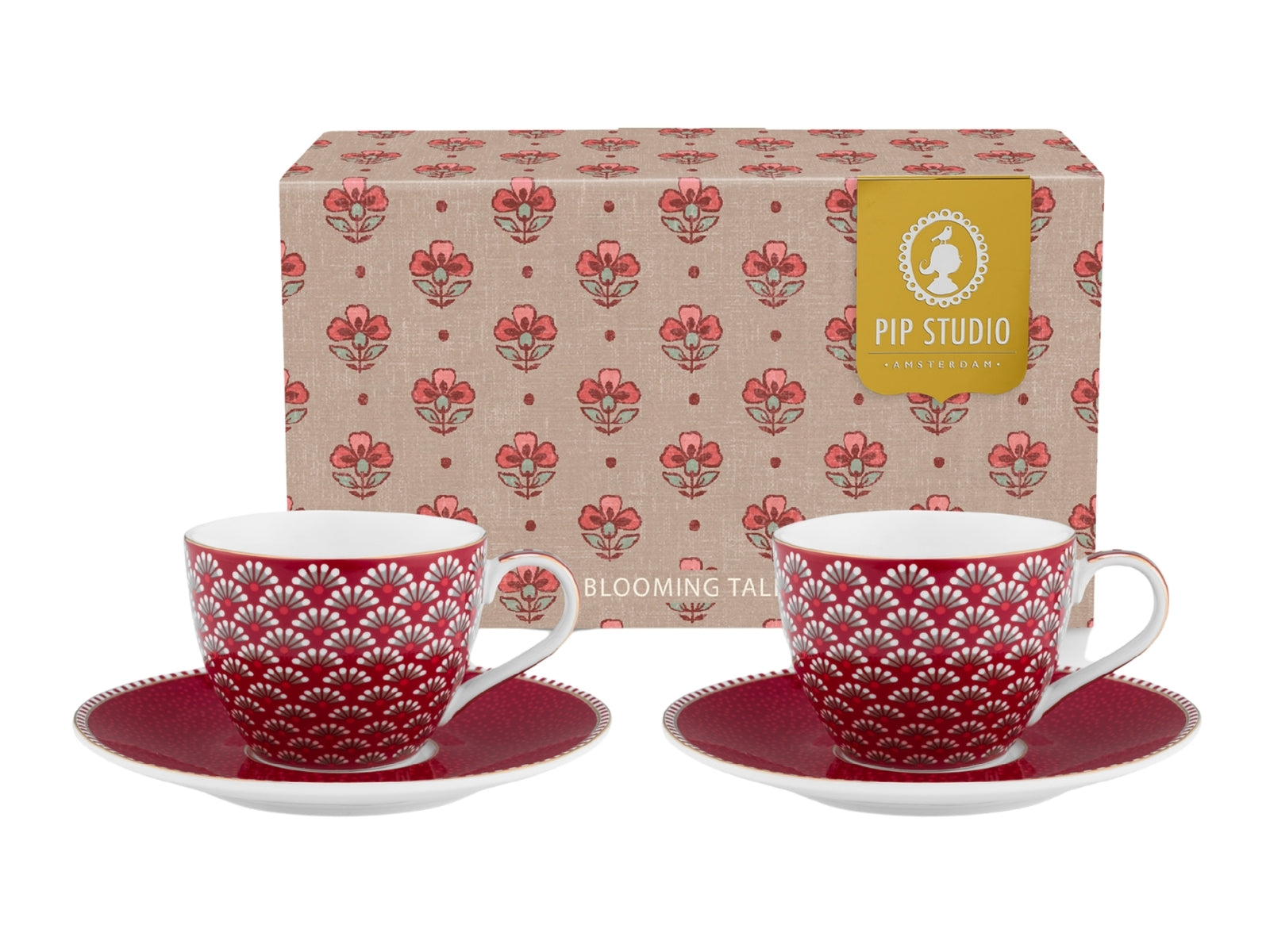 PIP STUDIO Blooming Tales Dark Red Espressotasse mit Untertasse 0,12l Set2 - Produktbild 1