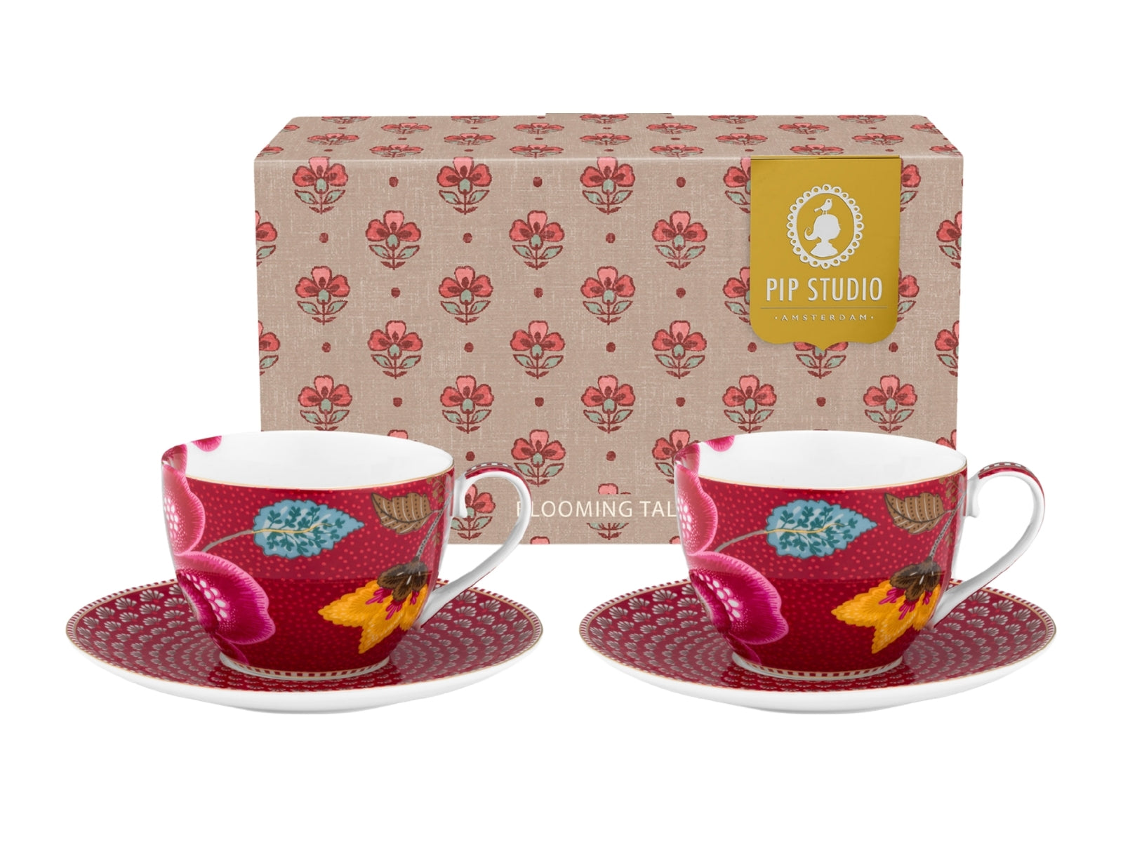 PIP STUDIO Blooming Tales Fantasy Dark Red Tasse mit Untertasse 0,3l Set2 - Produktbild 1