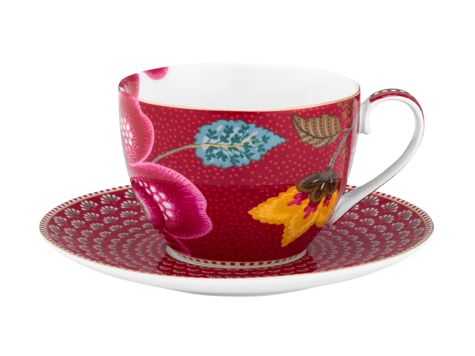 PIP STUDIO Blooming Tales Fantasy Dark Red Tasse mit Untertasse 0,3l Set2 - Produktbild 4