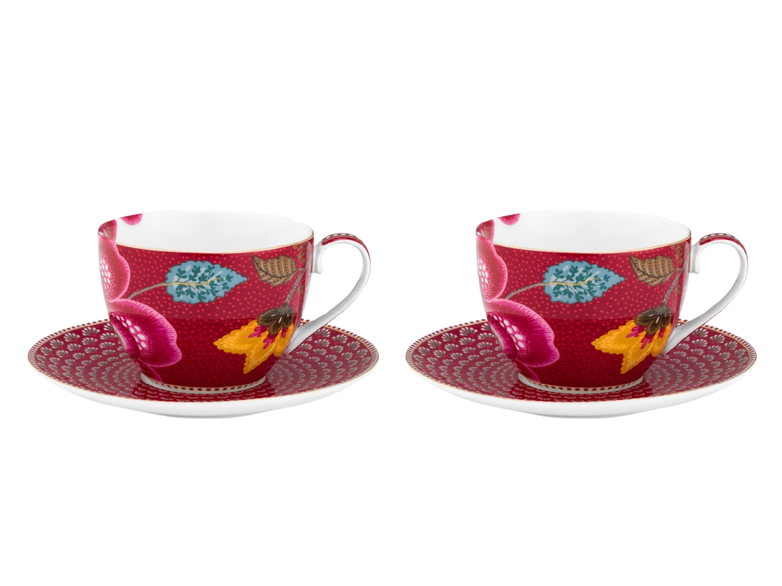 PIP STUDIO Blooming Tales Fantasy Dark Red Tasse mit Untertasse 0,3l Set2 - Produktbild 2