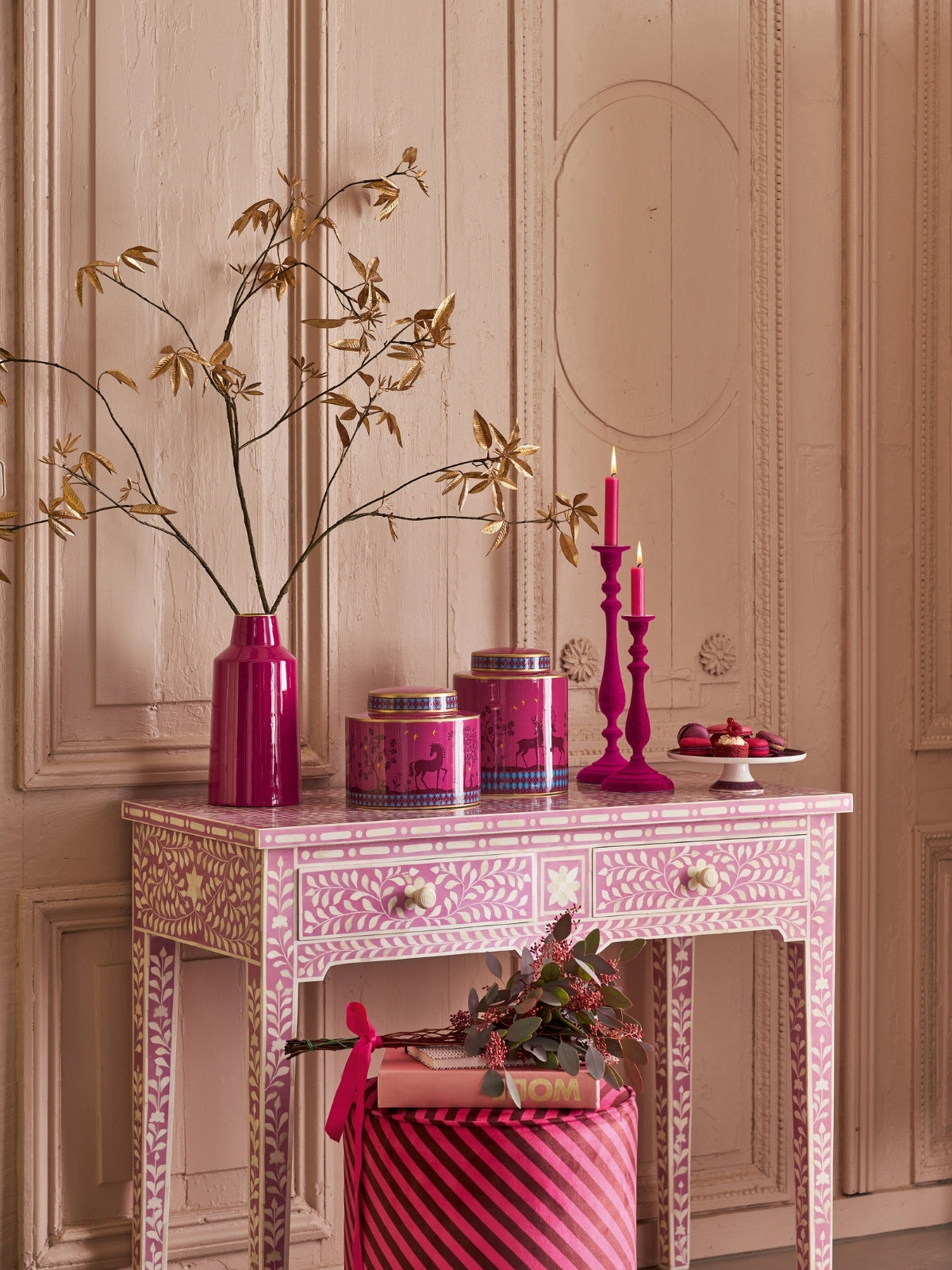 PIP STUDIO Vase Metall pink 14x28cm - Produktbild 3