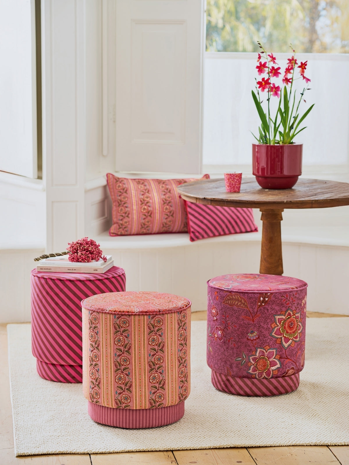 PIP STUDIO Mumbai Morning Hocker pink 40x45cm - Produktbild 6